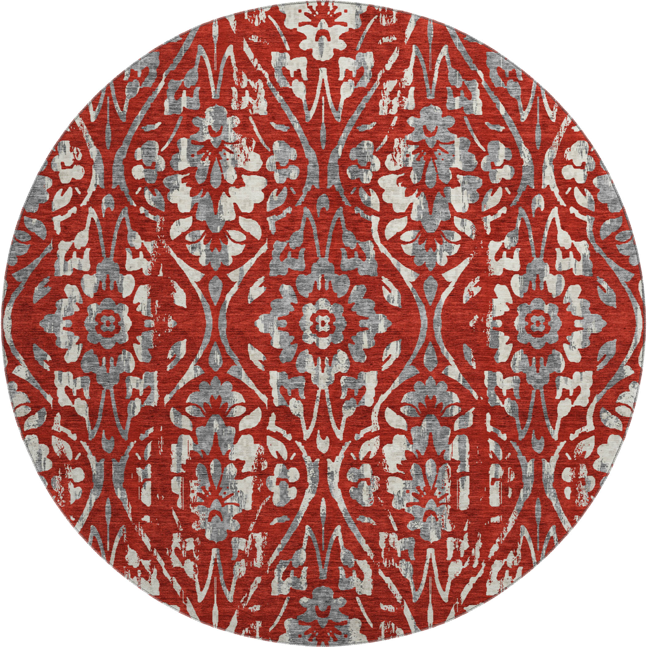 Cartagena Machine Washable Transitional Red Rug 8' x 8' #shape_Round