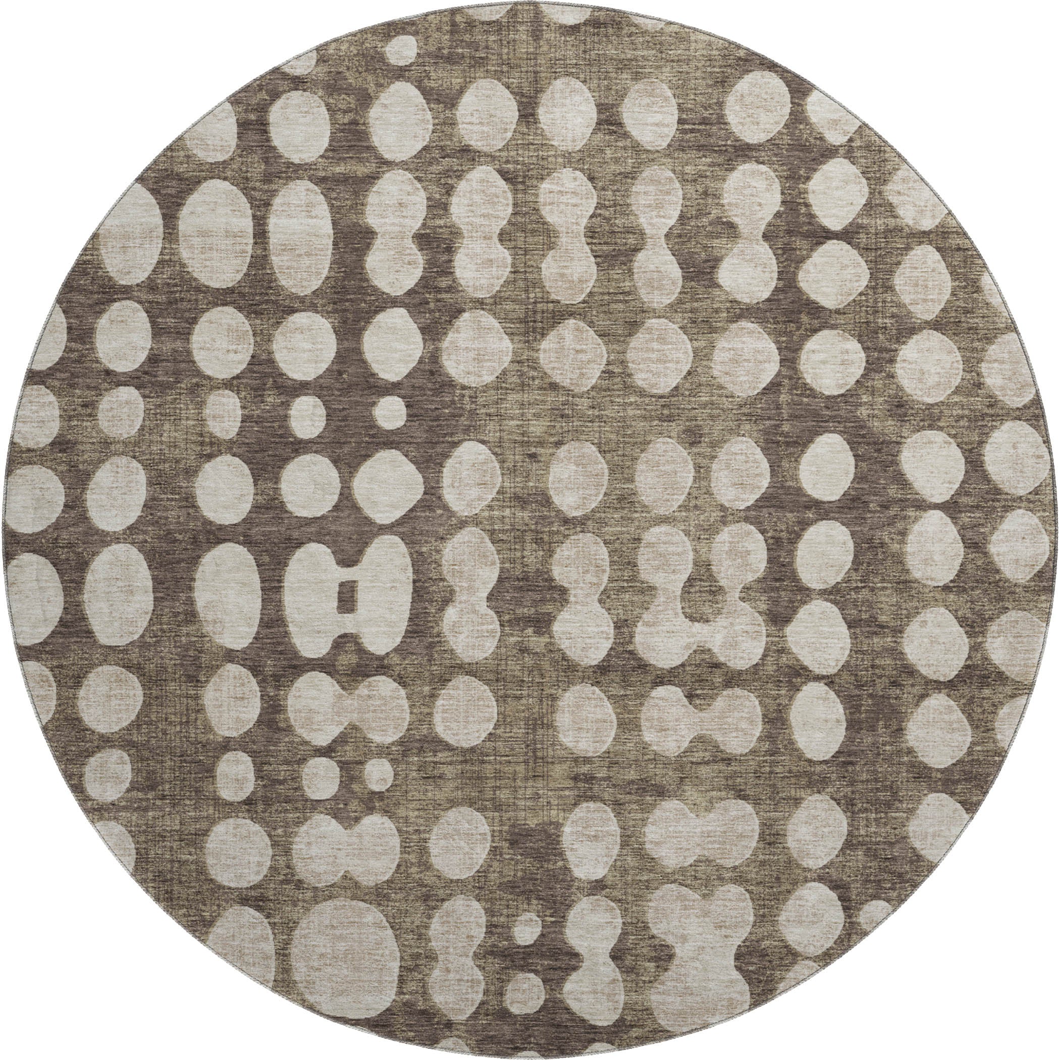 Budapest Machine Washable Transitional Brown Rug 8' x 8' #shape_Round