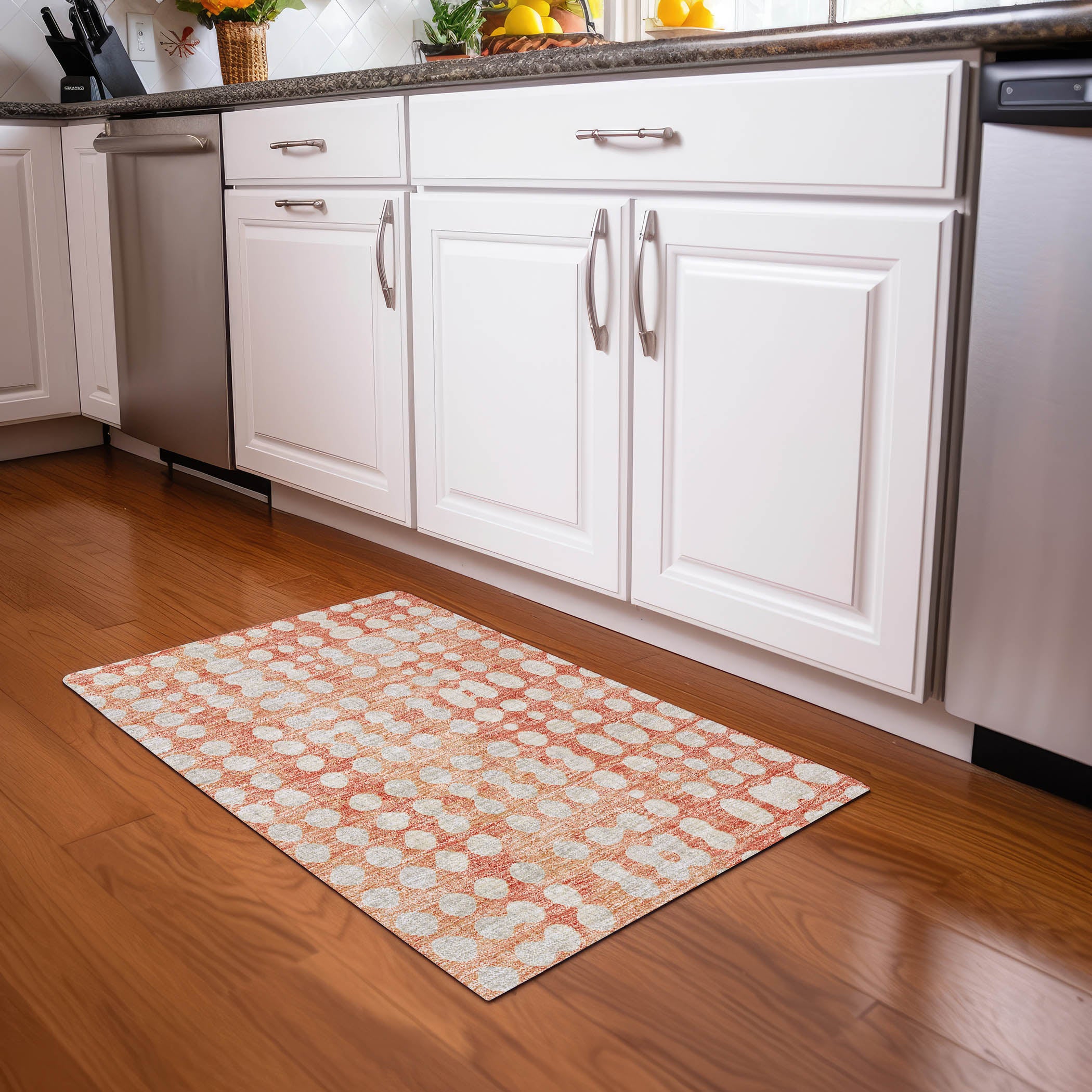 Budapest Machine Washable Transitional Coral Orange Rug 1'8" x 2'6" #shape_Rectangle