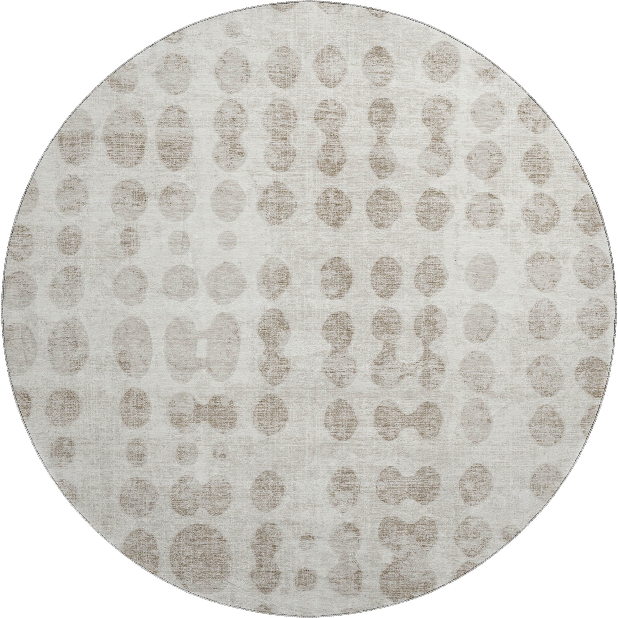 Budapest Machine Washable Transitional Ivory Rug 8' x 8' #shape_Round