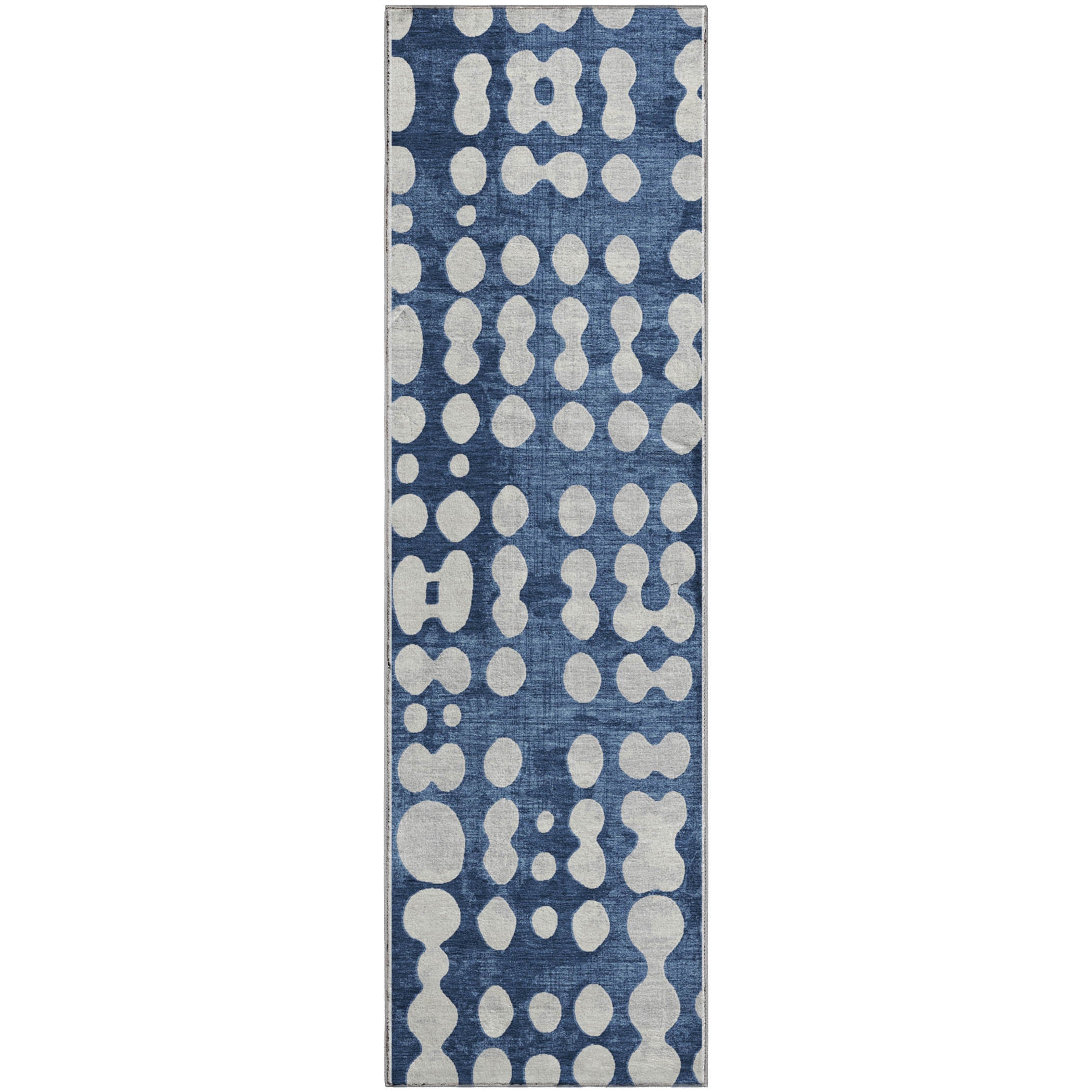 Budapest Machine Washable Transitional Navy Blue Rug 2'3" x 7'6" #shape_Runner