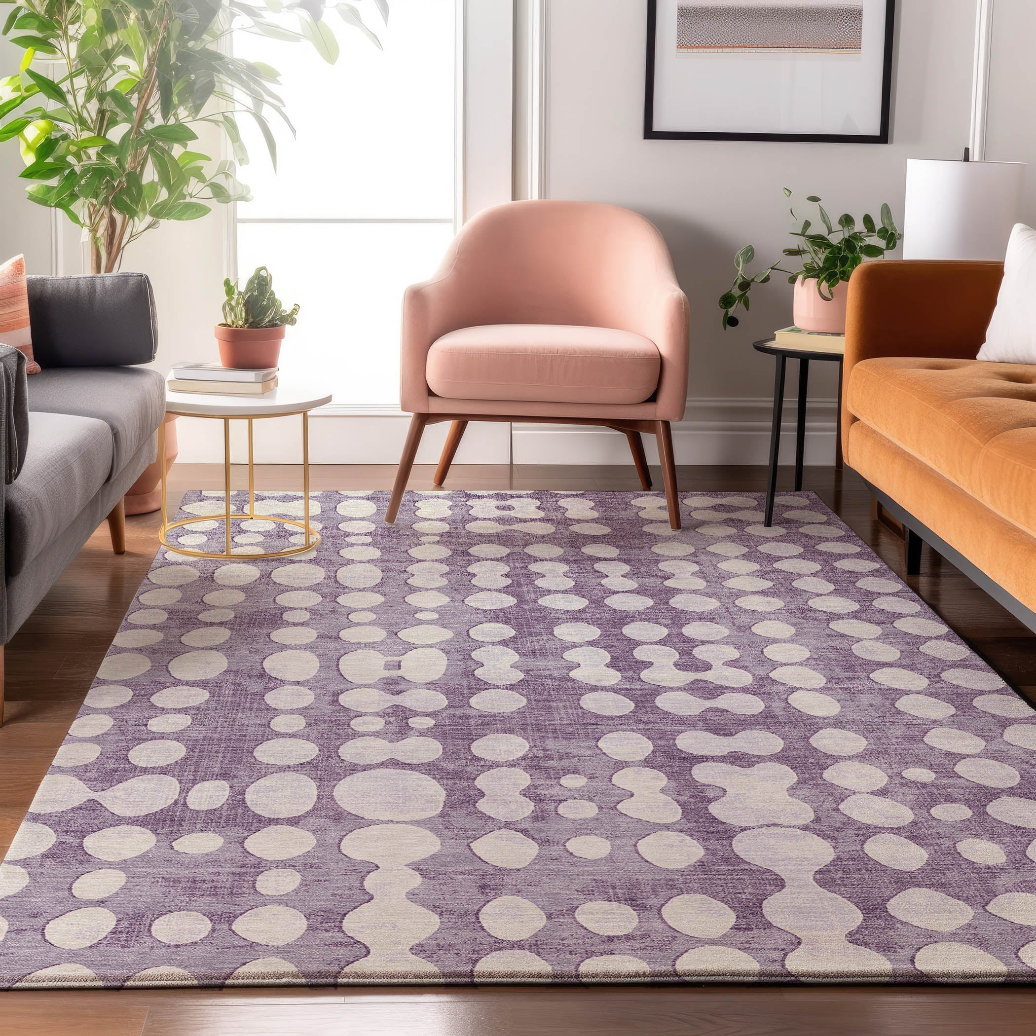 Budapest Machine Washable Transitional Purple Rug 2'6" x 3'10" #shape_Rectangle