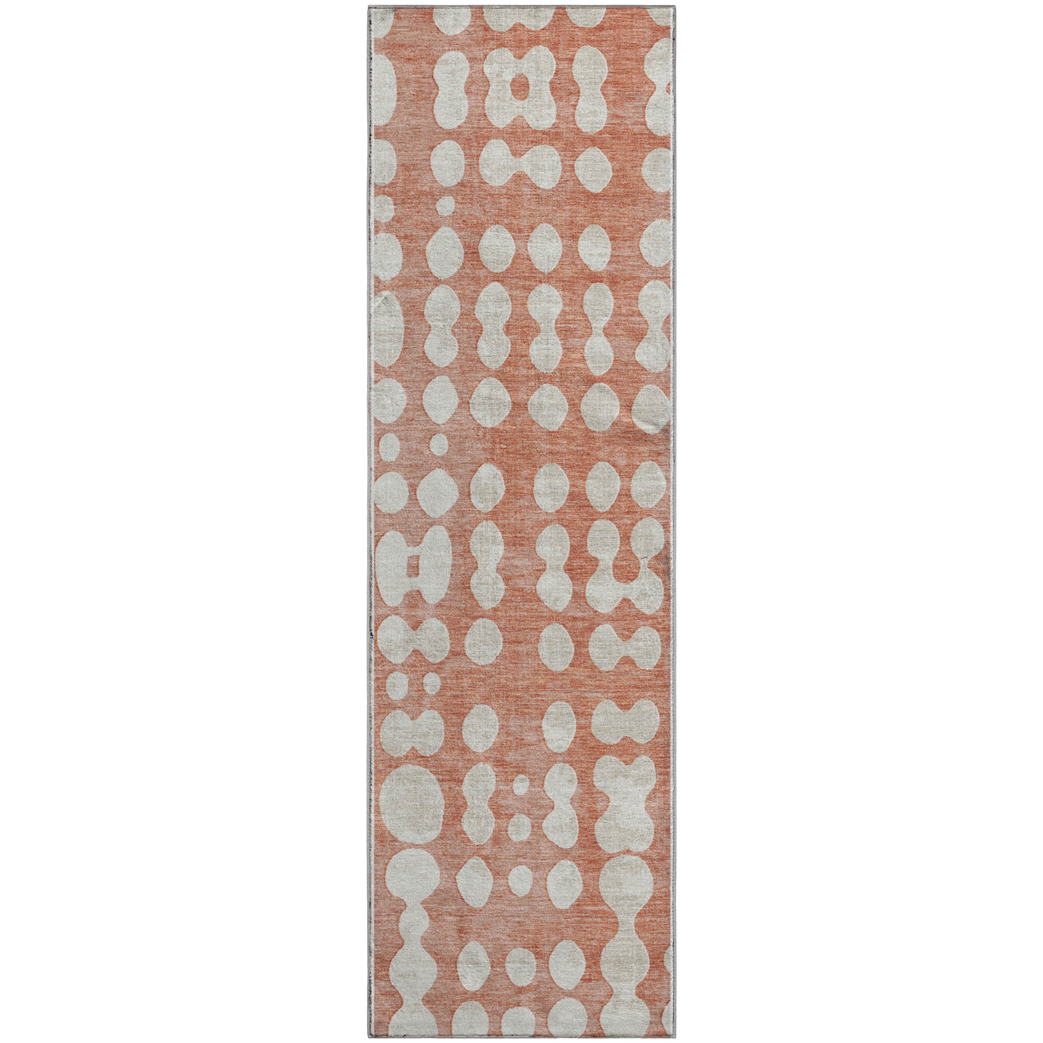 Budapest Machine Washable Transitional Salmon Orange Rug 2'3" x 7'6" #shape_Runner