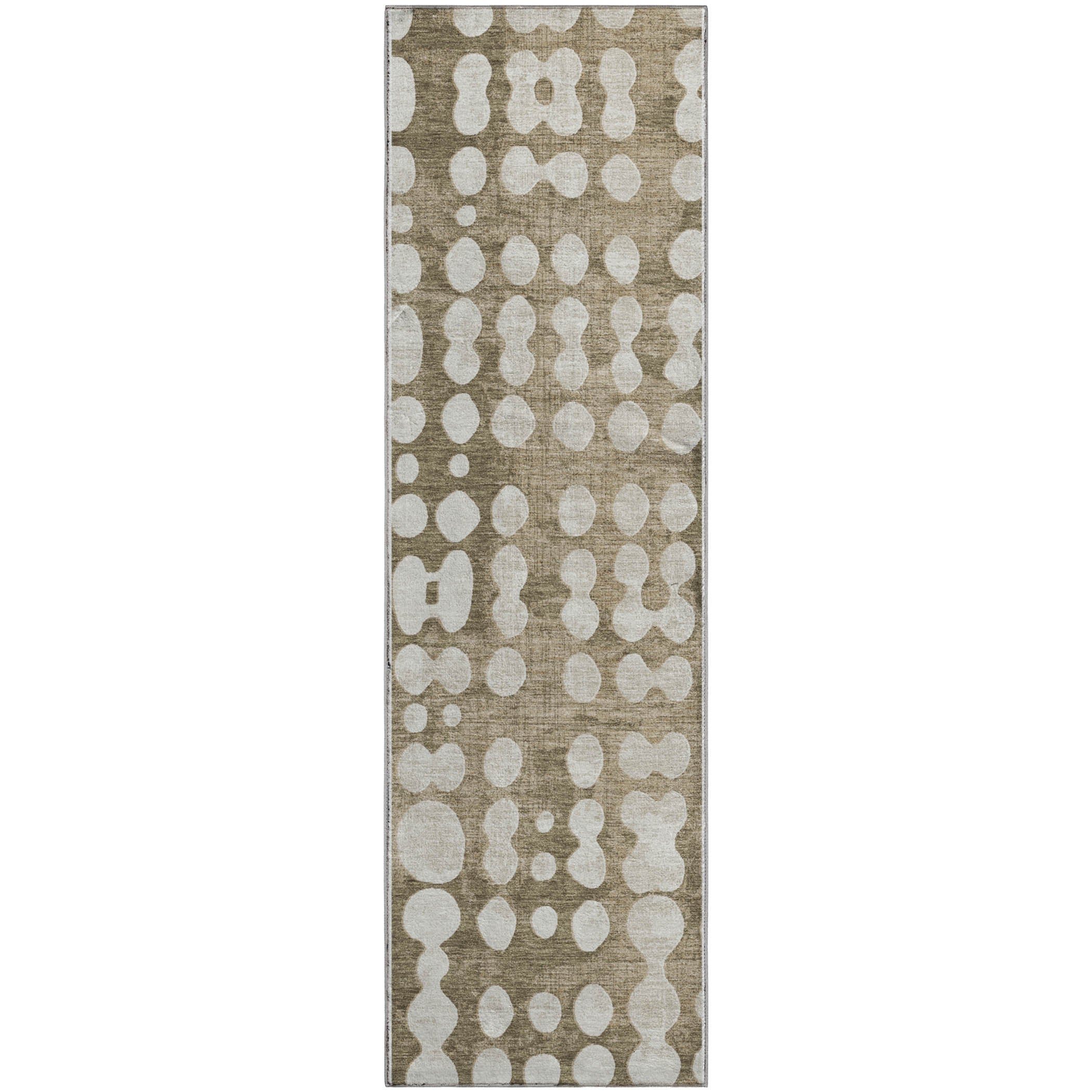 Budapest Machine Washable Transitional Taupe Brown Rug 2'3" x 7'6" #shape_Runner
