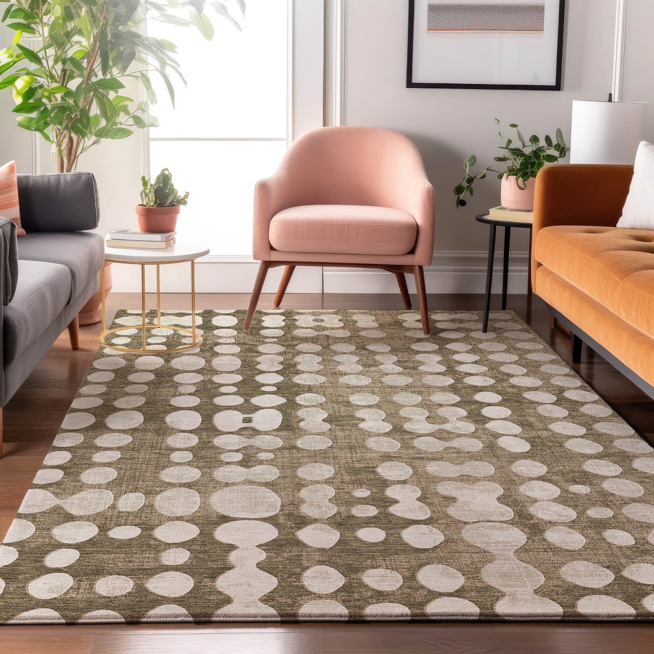 Budapest Machine Washable Transitional Taupe Brown Rug 2'6" x 3'10" #shape_Rectangle