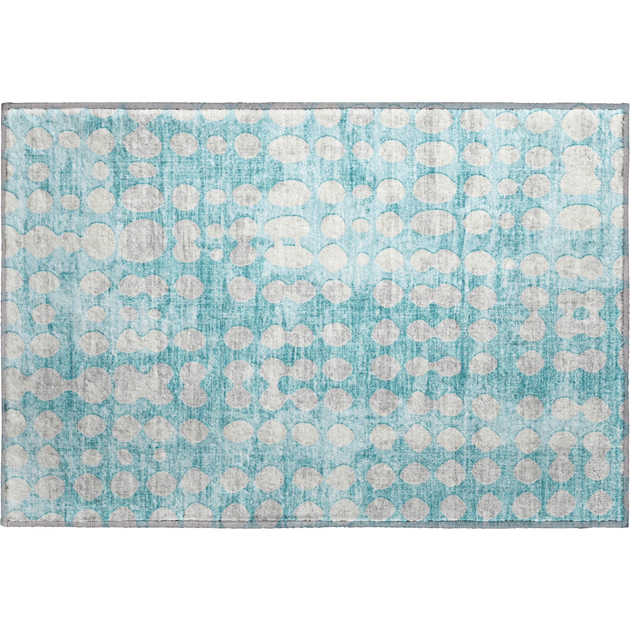 Budapest Machine Washable Transitional Teal Rug 1'8" x 2'6" #shape_Rectangle