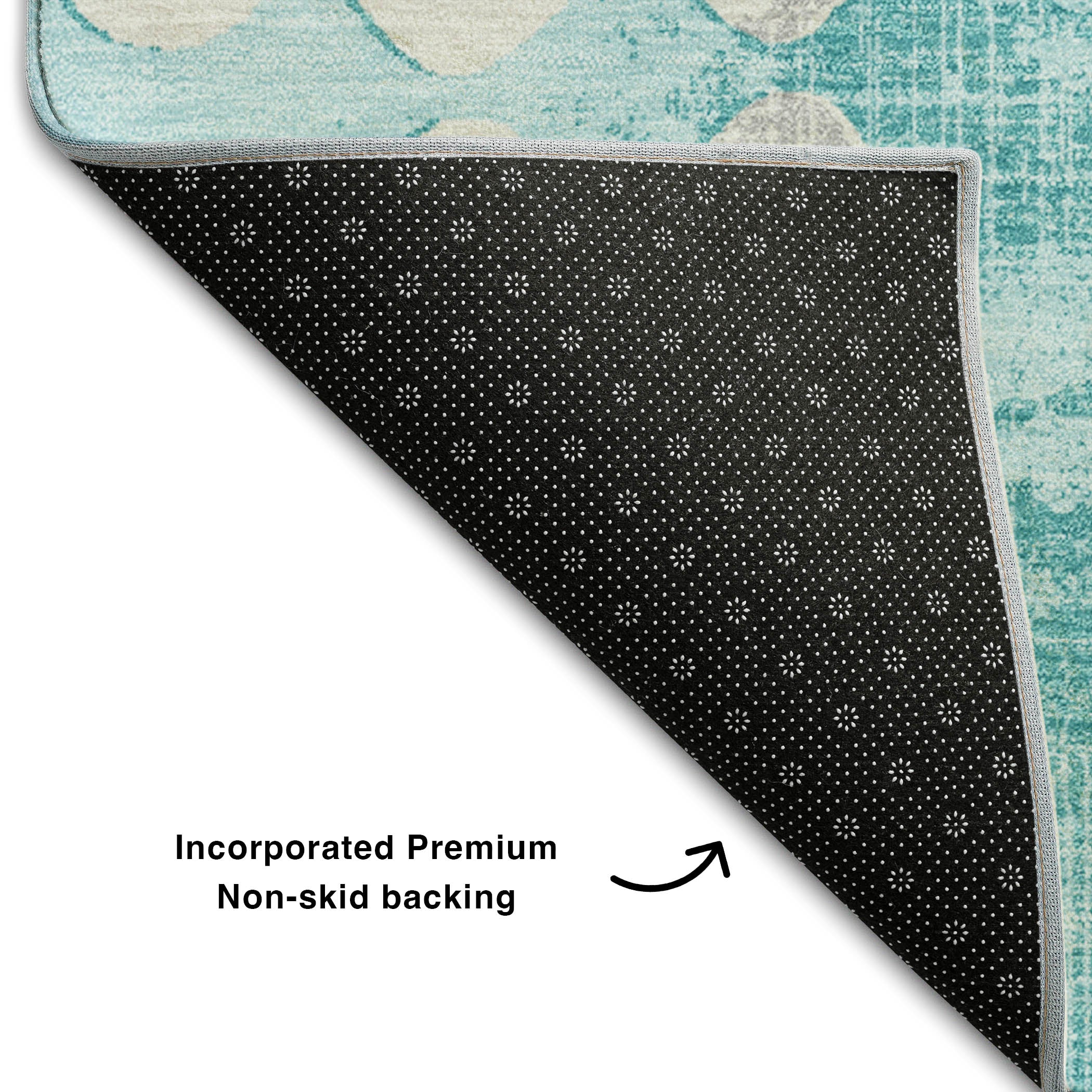 Budapest Machine Washable Transitional Teal Rug 1'8" x 2'6" #shape_Rectangle