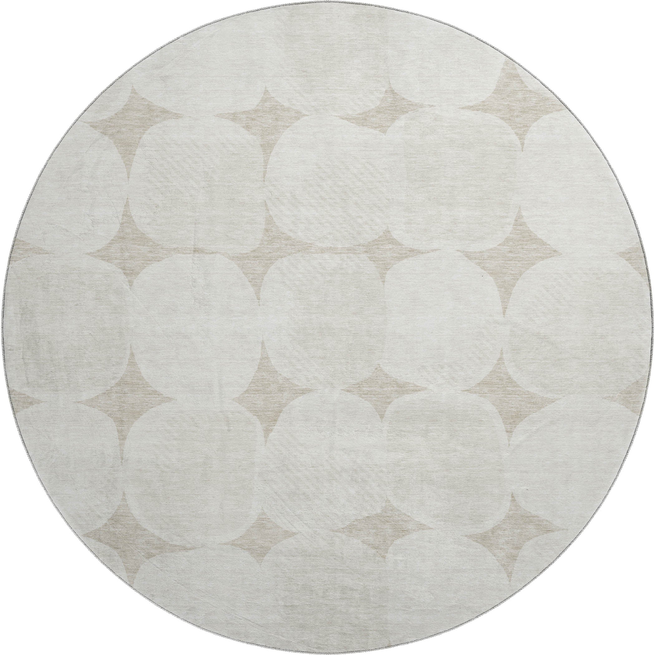 Lima Machine Washable Transitional Beige Brown Rug 8' x 8' #shape_Round
