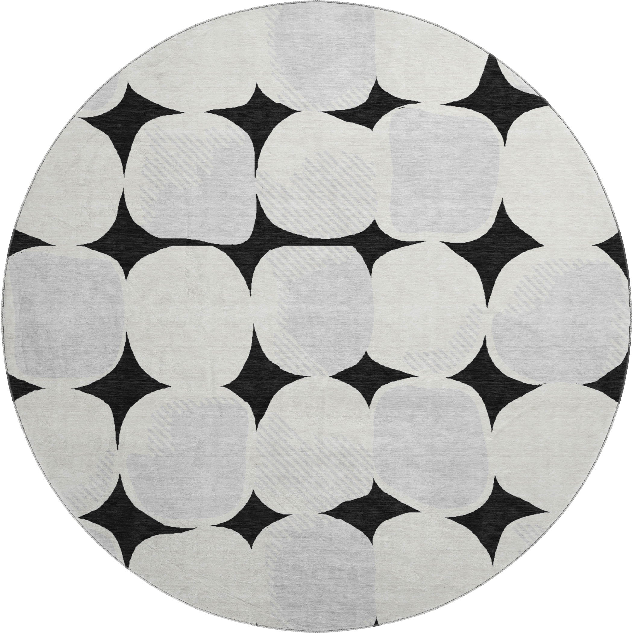 Lima Machine Washable Transitional Black Rug 8' x 8' #shape_Round