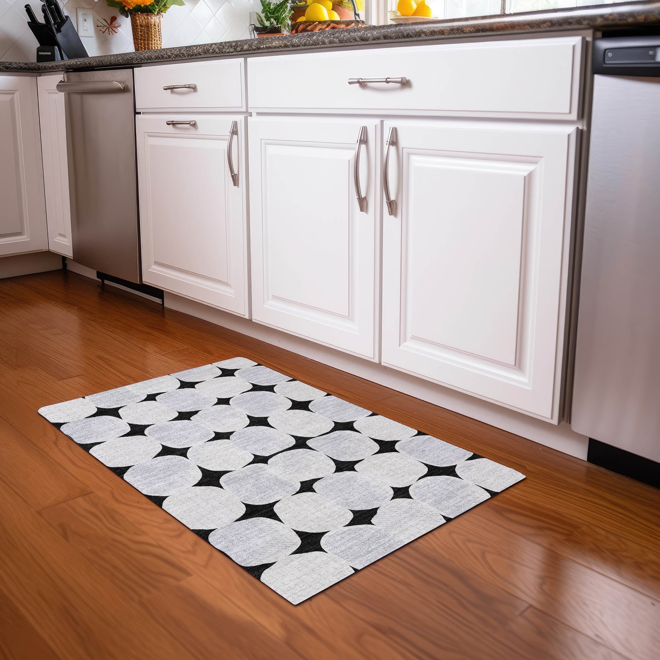 Lima Machine Washable Transitional Black Rug 1'8" x 2'6" #shape_Rectangle