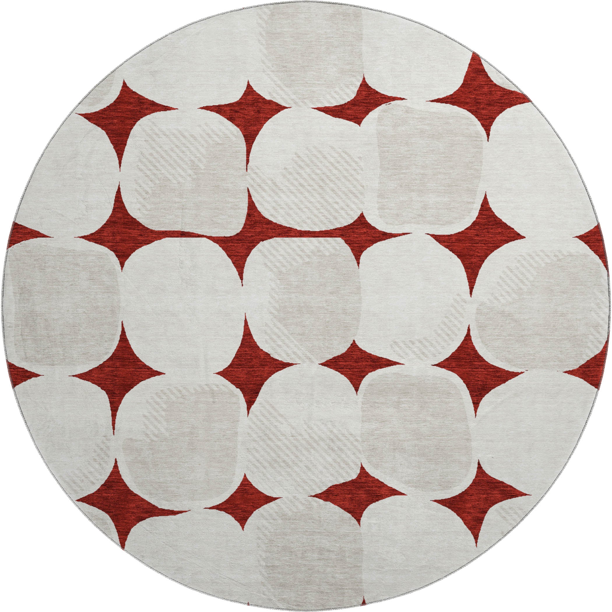 Lima Machine Washable Transitional Burgundy Red Rug 8' x 8' #shape_Round