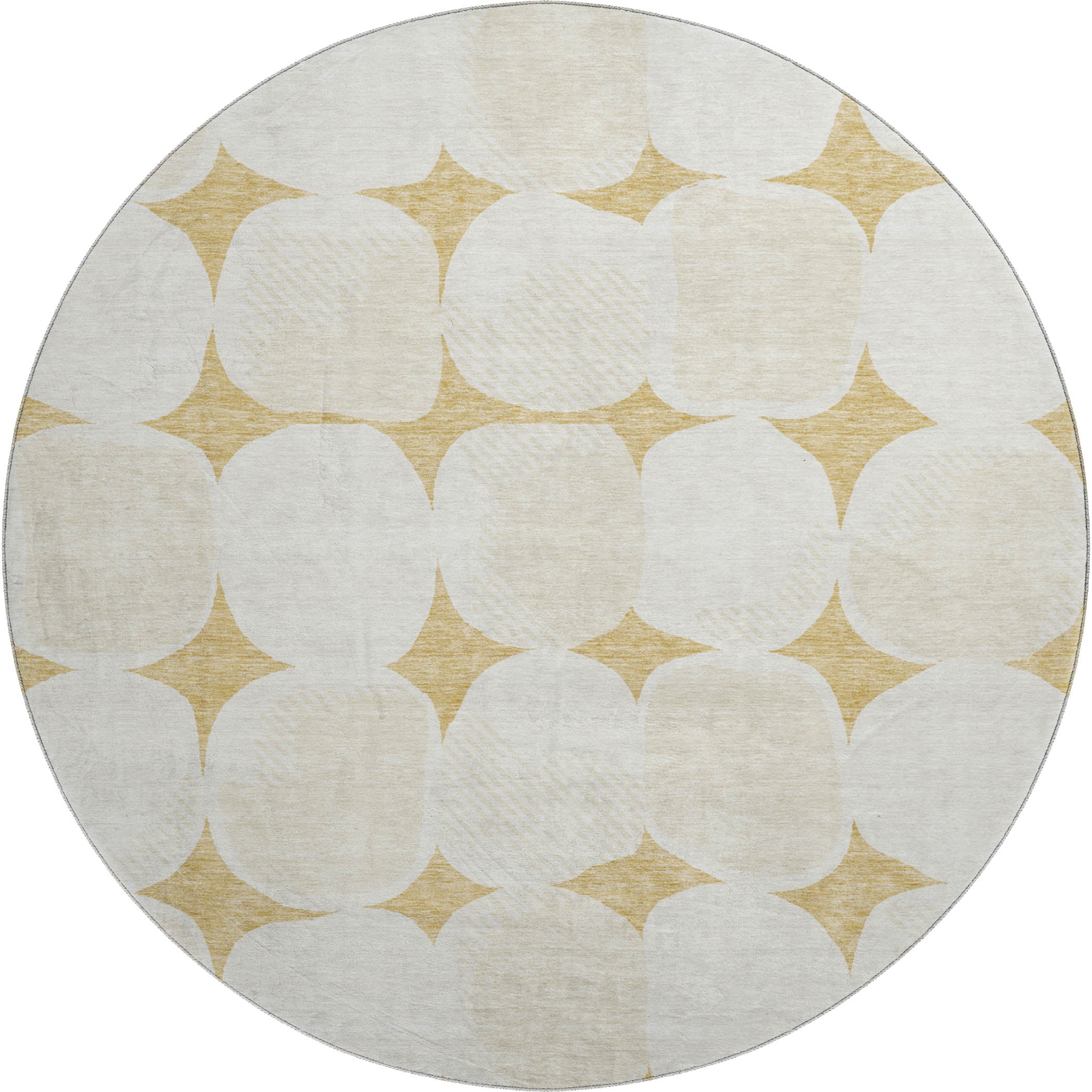 Lima Machine Washable Transitional Gold Rug 8' x 8' #shape_Round