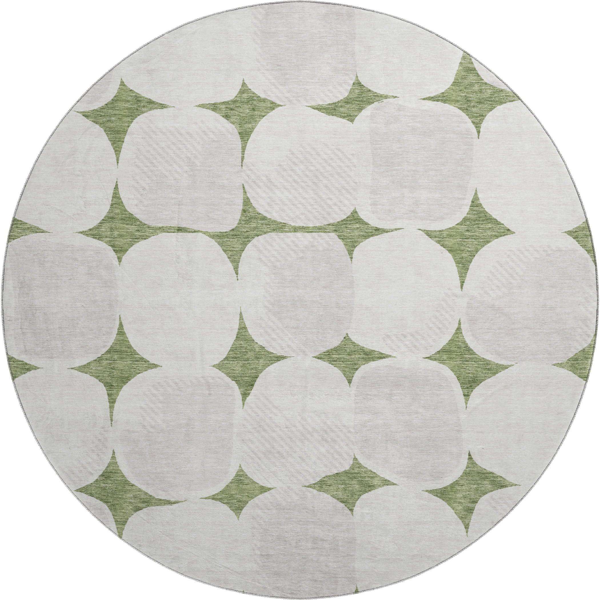 Lima Machine Washable Transitional Green Rug 8' x 8' #shape_Round