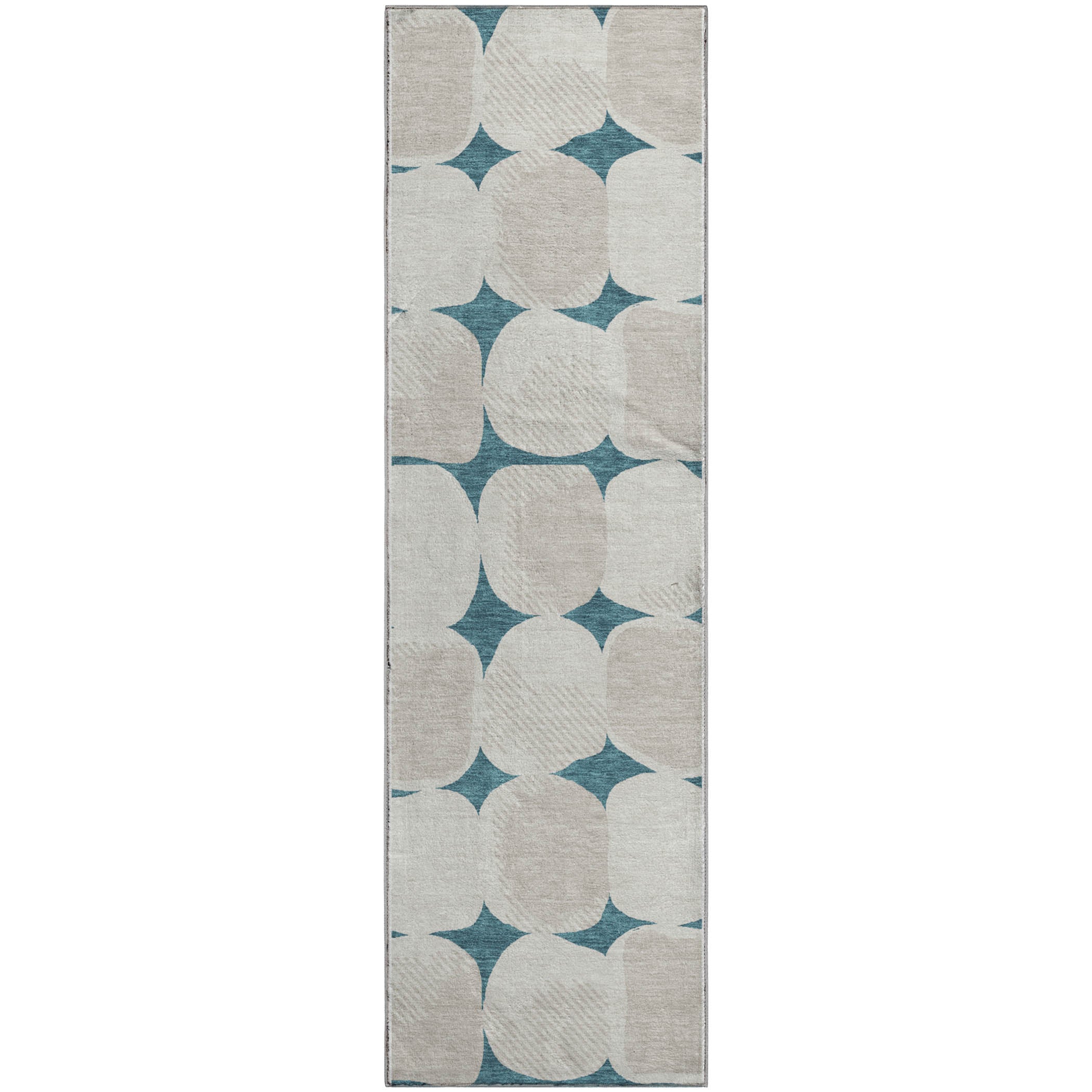 Lima Machine Washable Transitional Teal Rug 2'3" x 7'6" #shape_Runner