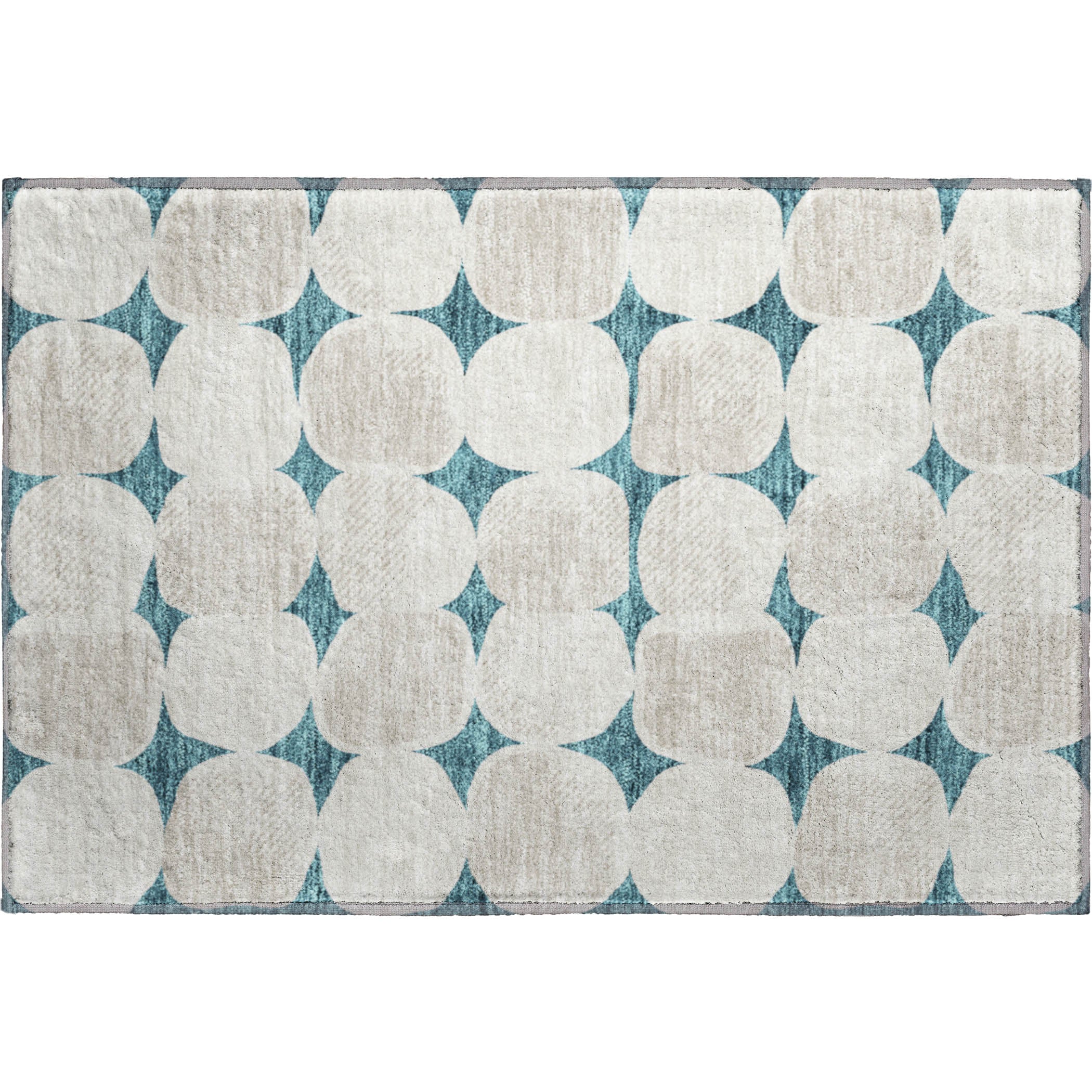Lima Machine Washable Transitional Teal Rug 1'8" x 2'6" #shape_Rectangle
