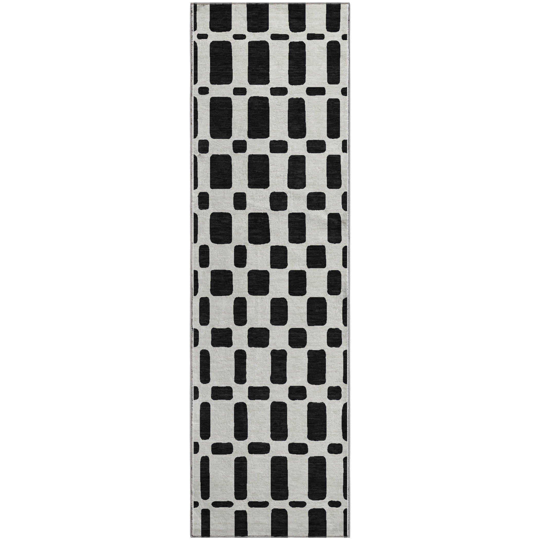 Athens Machine Washable Transitional Black Rug 2'3" x 7'6" #shape_Runner