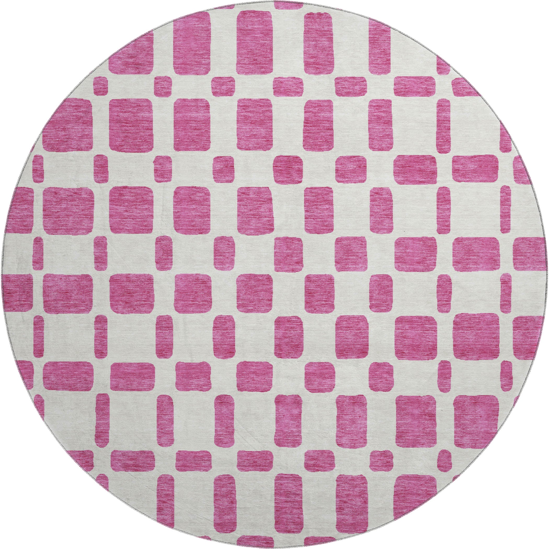 Athens Machine Washable Transitional Blush Pink Rug 8' x 8' #shape_Round