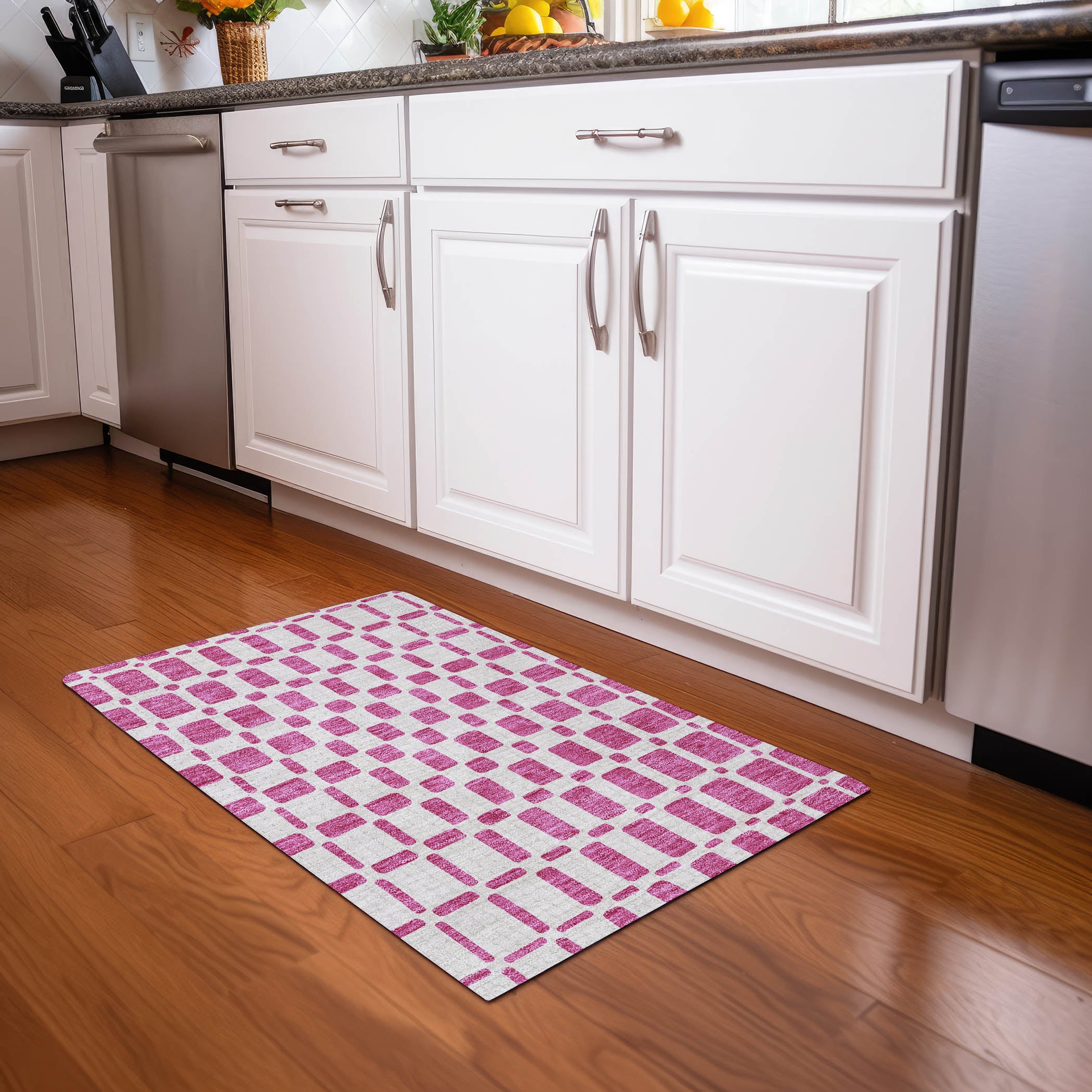Athens Machine Washable Transitional Blush Pink Rug 1'8" x 2'6" #shape_Rectangle