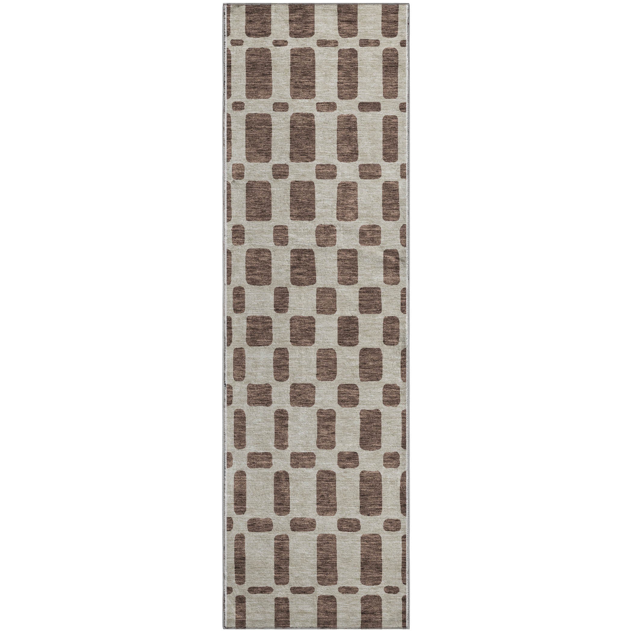 Athens Machine Washable Transitional Brown Rug 2'3" x 7'6" #shape_Runner
