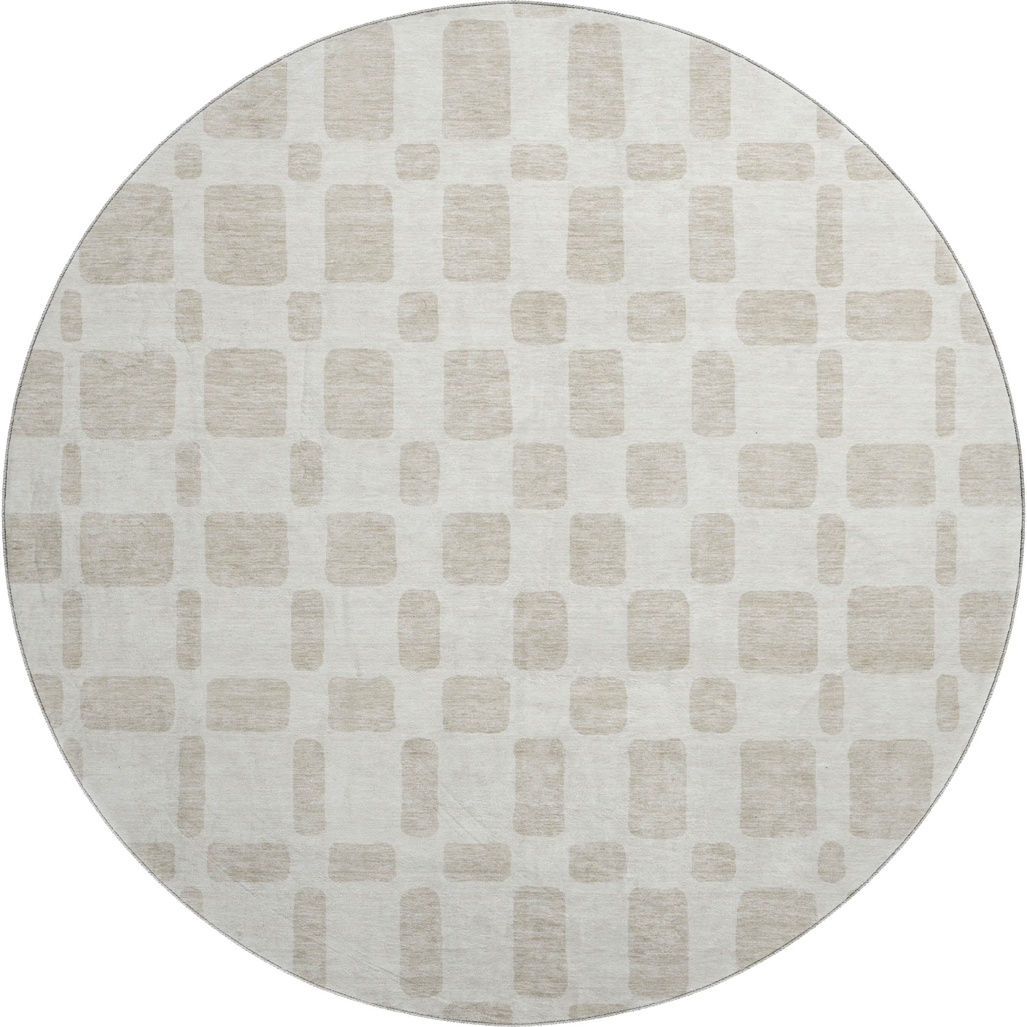 Athens Machine Washable Transitional Ivory Rug 8' x 8' #shape_Round