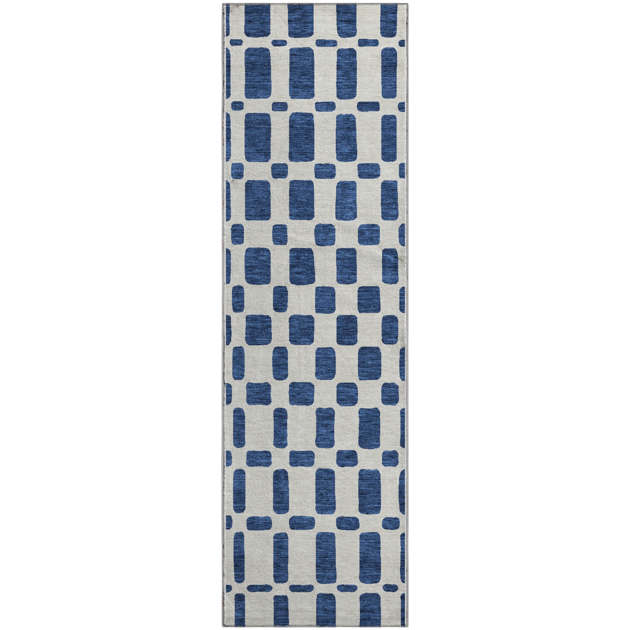 Athens Machine Washable Transitional Navy Blue Rug 2'3" x 7'6" #shape_Runner