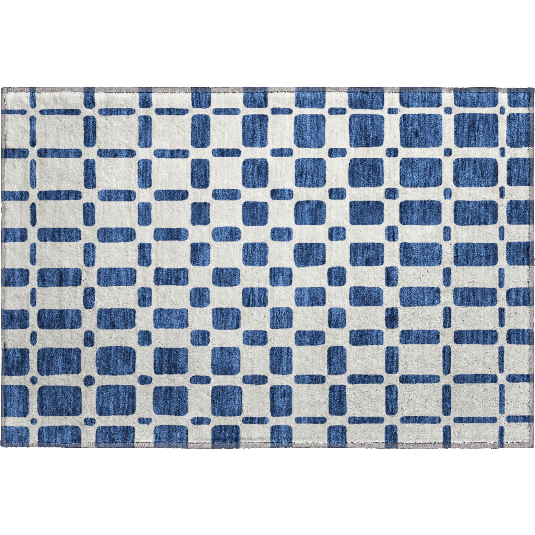 Athens Machine Washable Transitional Navy Blue Rug 1'8" x 2'6" #shape_Rectangle