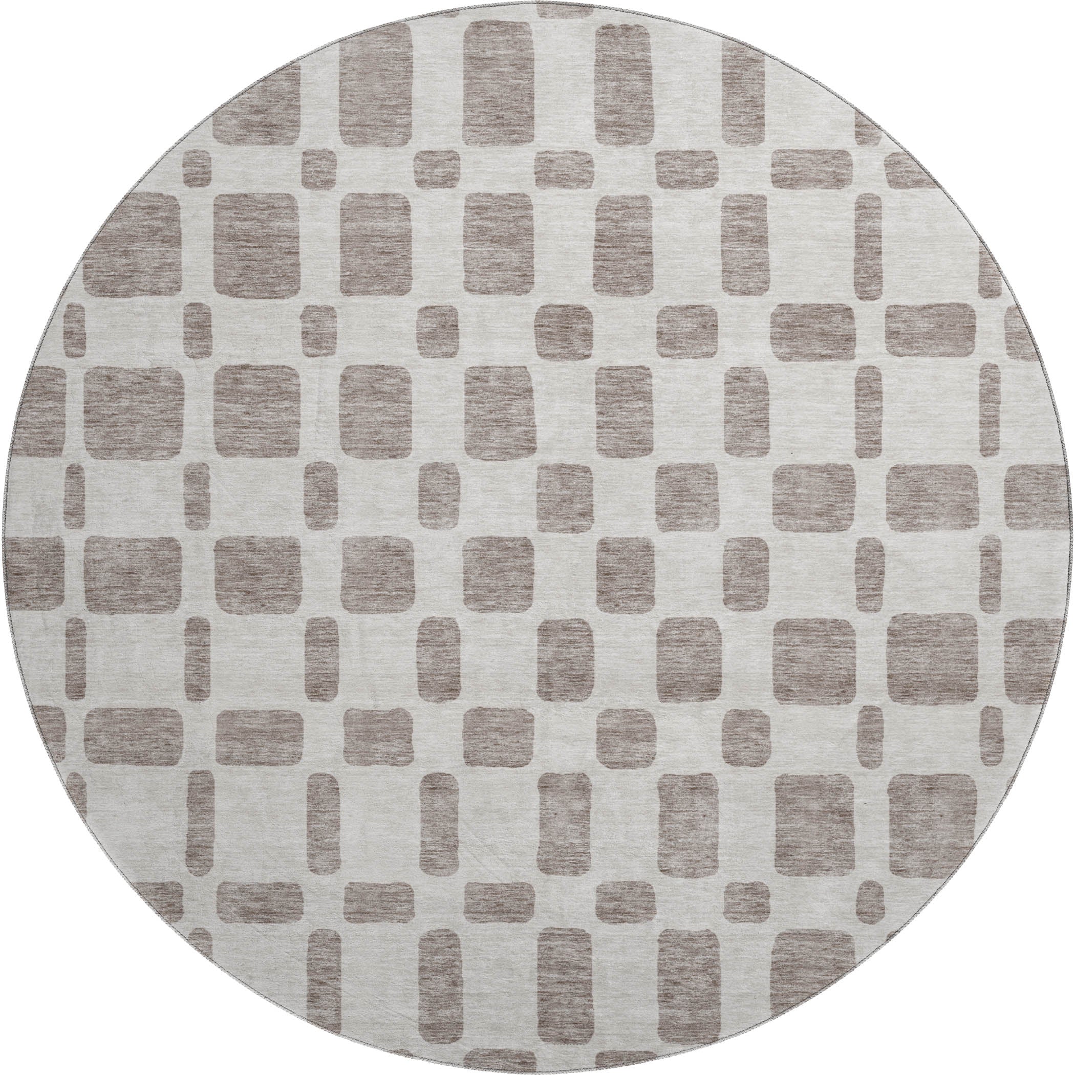 Athens Machine Washable Transitional Taupe Brown Rug 8' x 8' #shape_Round