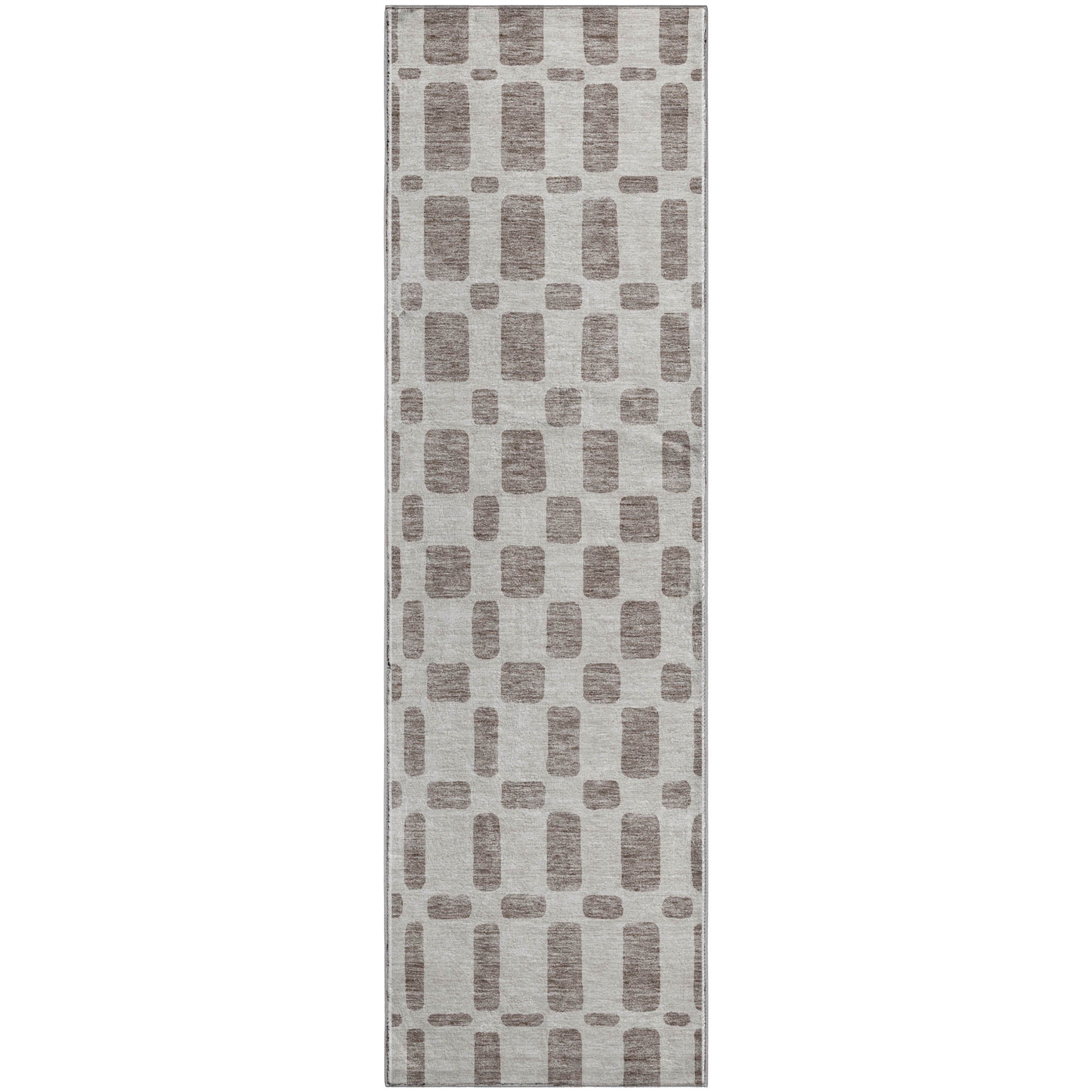 Athens Machine Washable Transitional Taupe Brown Rug 2'3" x 7'6" #shape_Runner