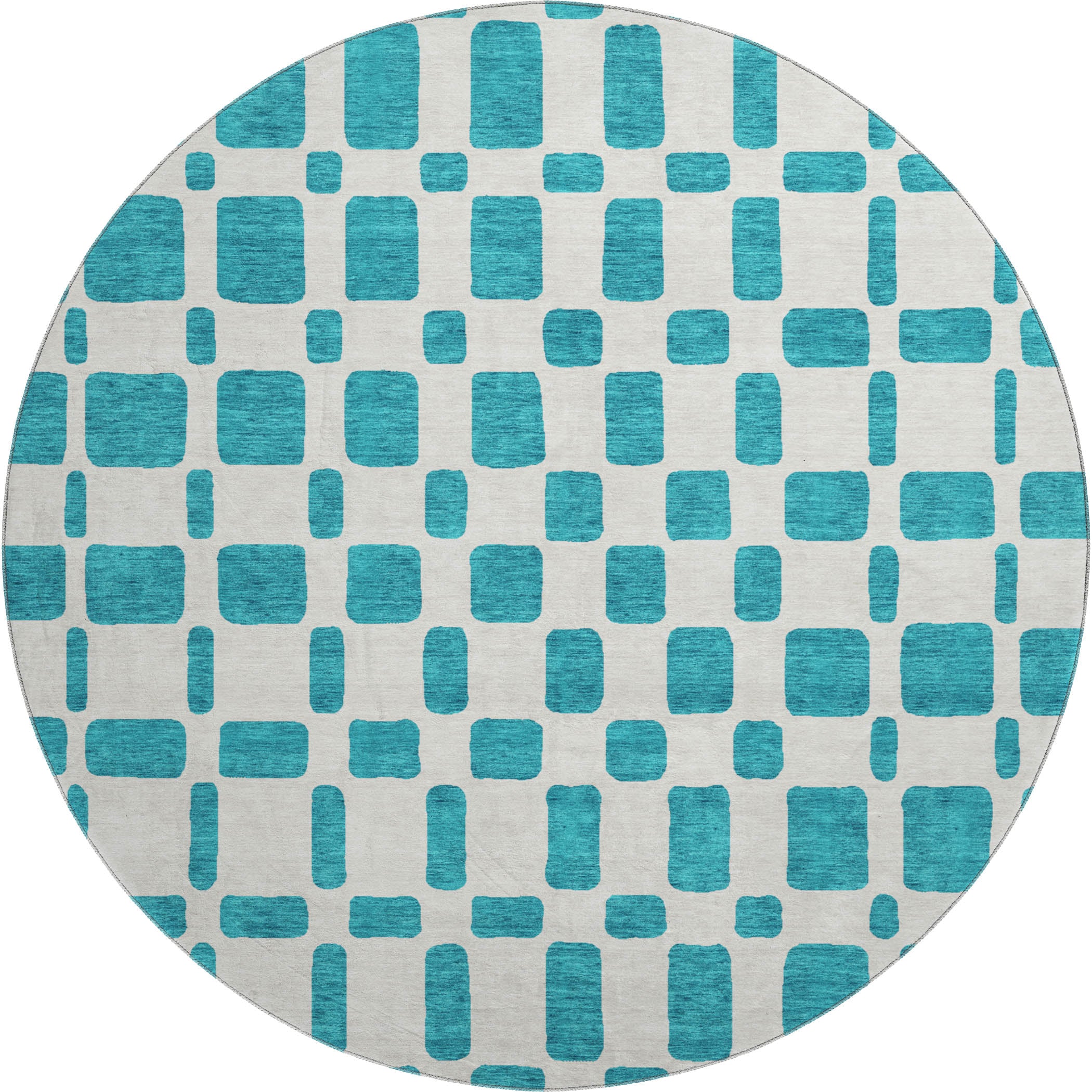Athens Machine Washable Transitional Teal Rug 8' x 8' #shape_Round