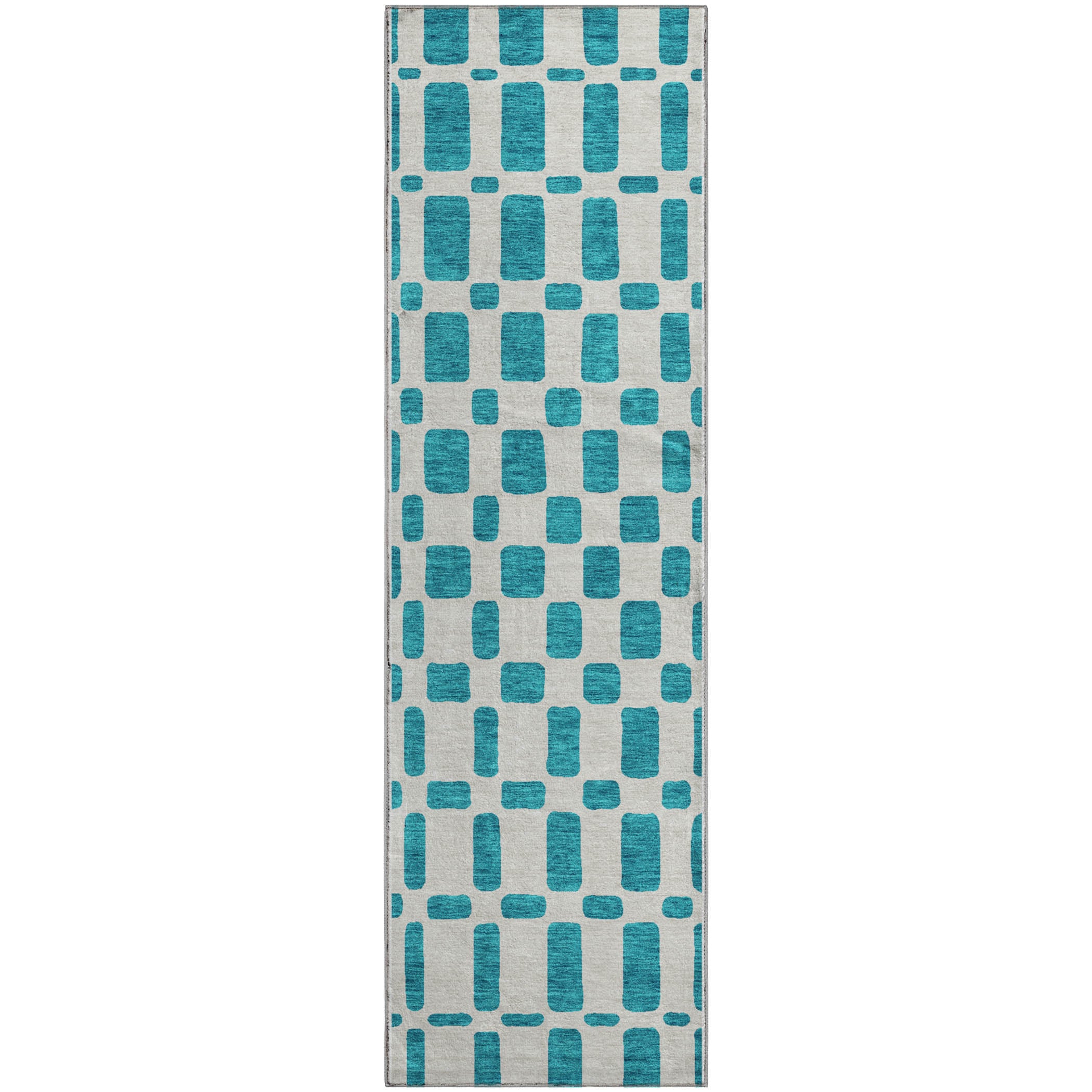 Athens Machine Washable Transitional Teal Rug 2'3" x 7'6" #shape_Runner