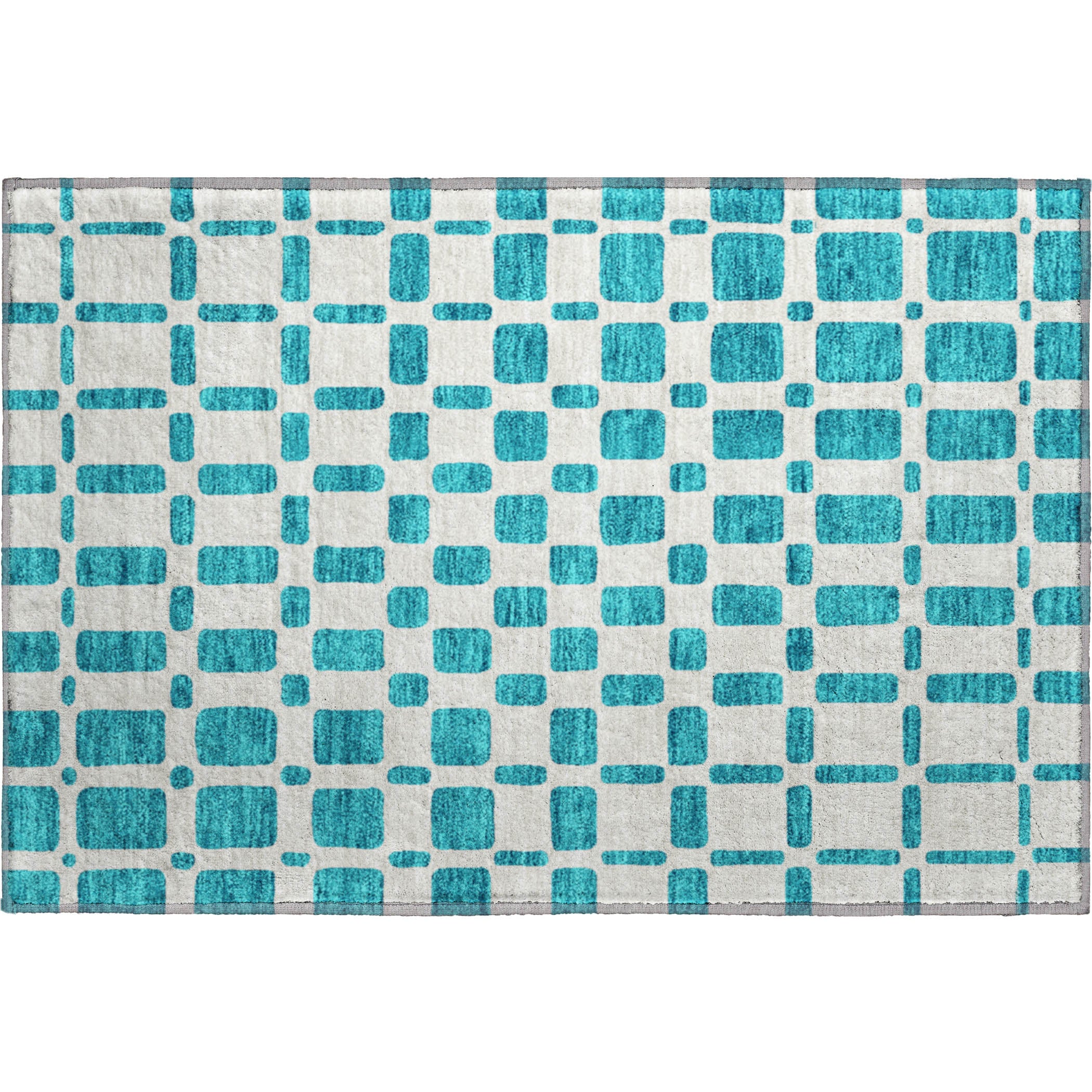 Athens Machine Washable Transitional Teal Rug 1'8" x 2'6" #shape_Rectangle