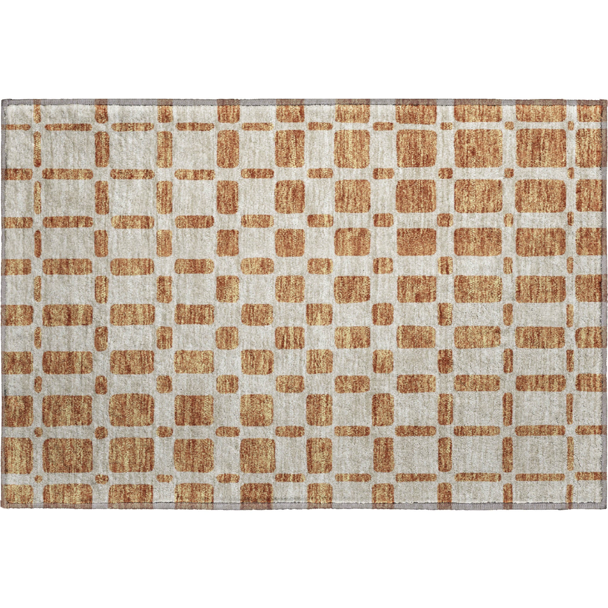 Athens Machine Washable Transitional Terracotta Orange Rug 1'8" x 2'6" #shape_Rectangle