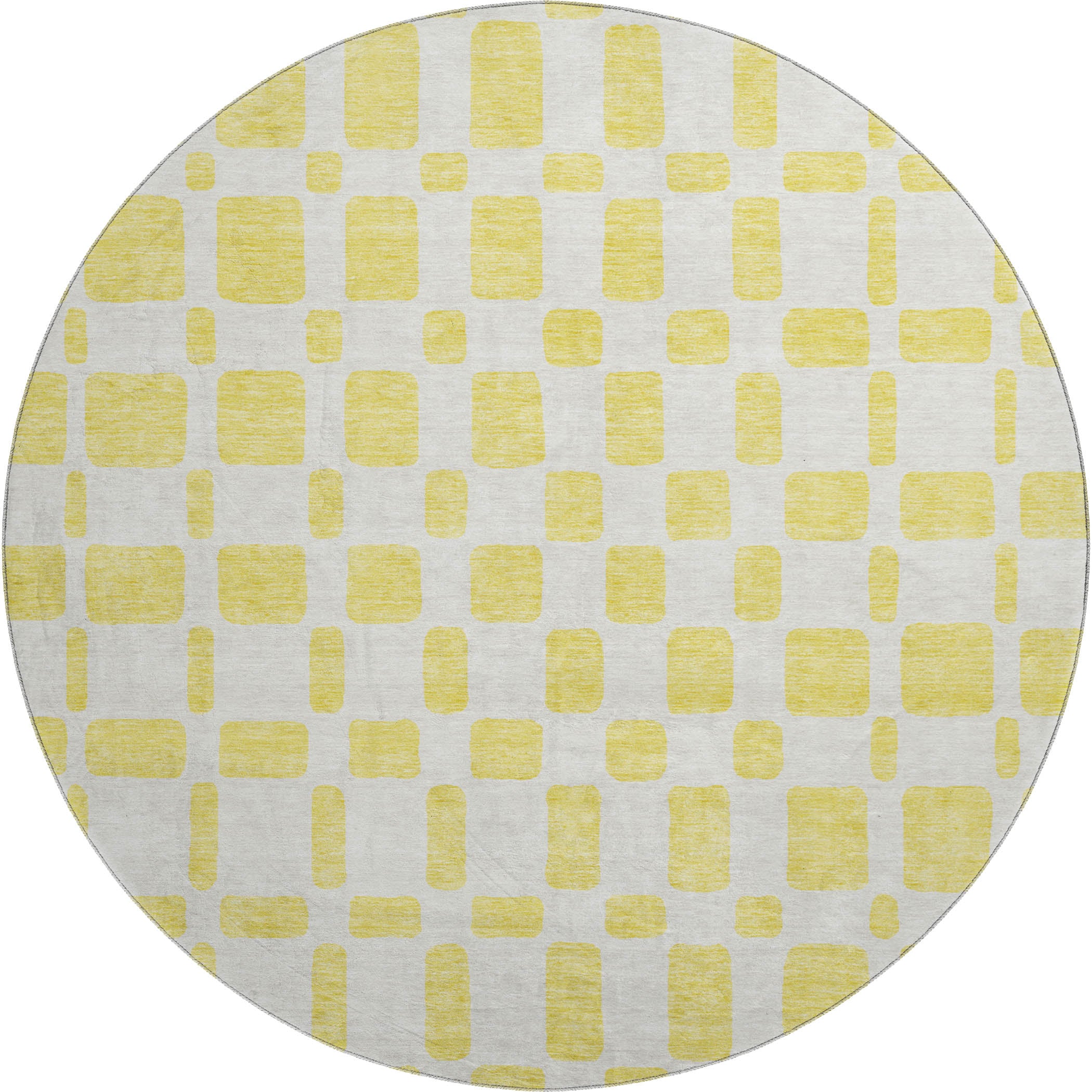 Athens Machine Washable Transitional Yellow Gold Rug 8' x 8' #shape_Round
