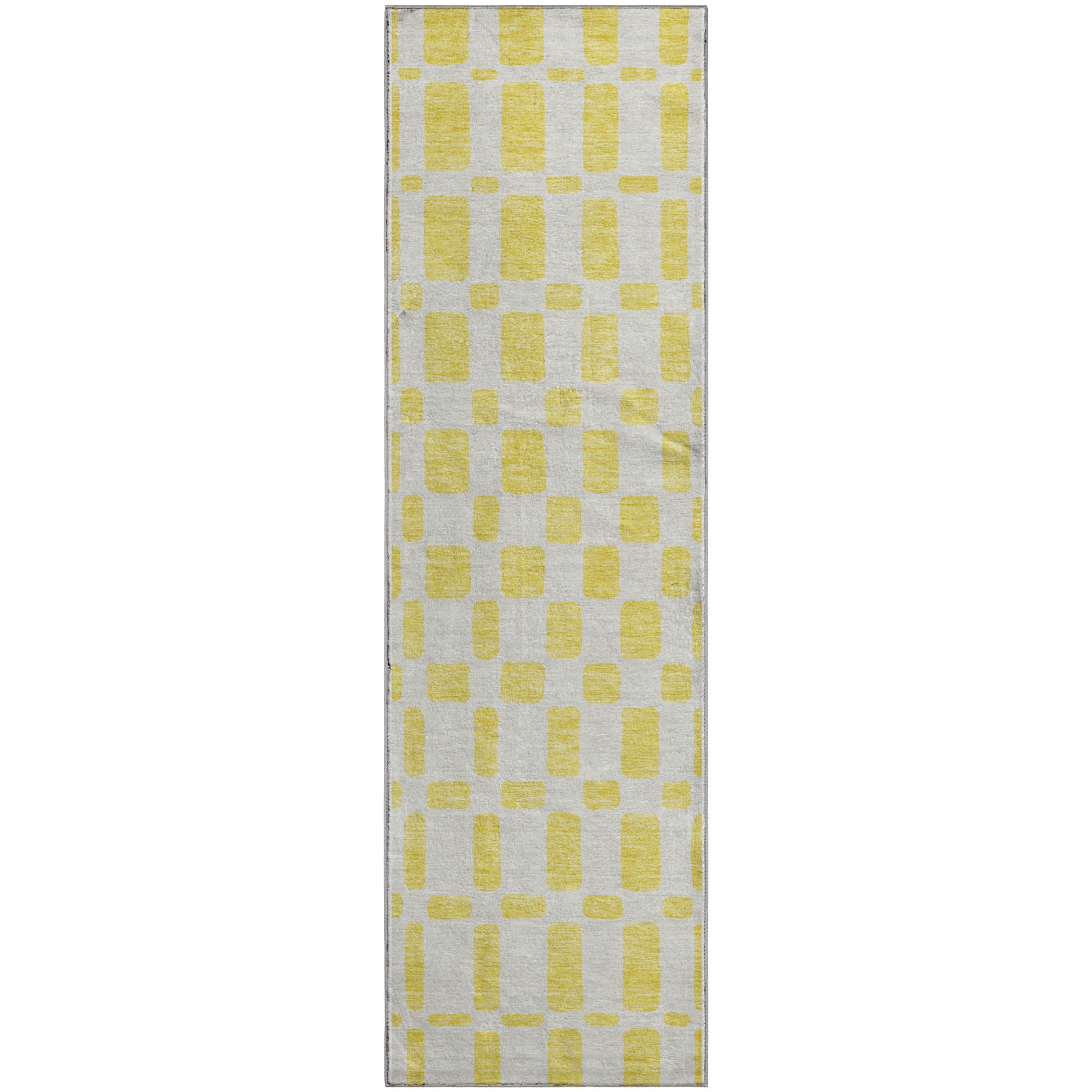 Athens Machine Washable Transitional Yellow Gold Rug 2'3" x 7'6" #shape_Runner
