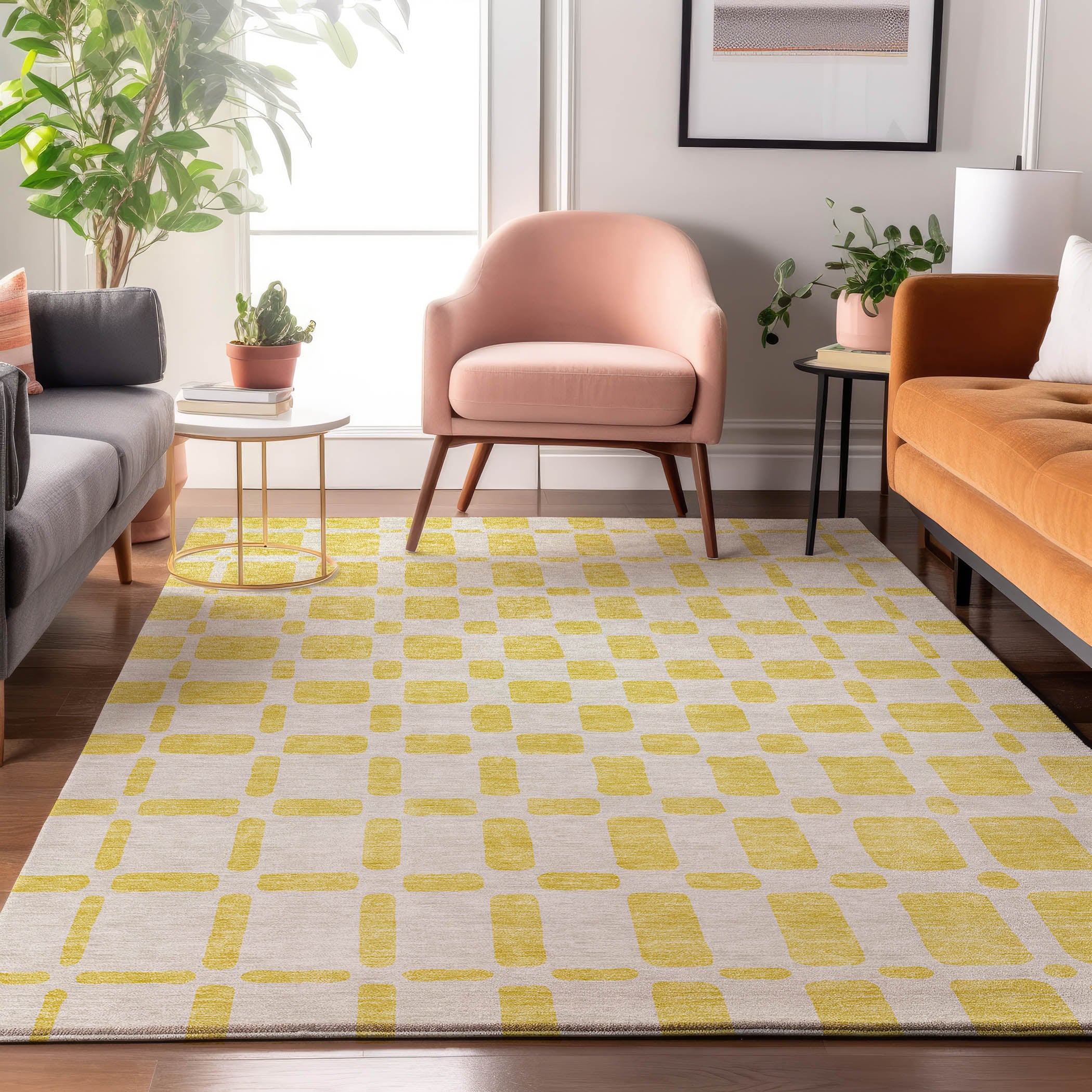 Athens Machine Washable Transitional Yellow Gold Rug 2'6" x 3'10" #shape_Rectangle