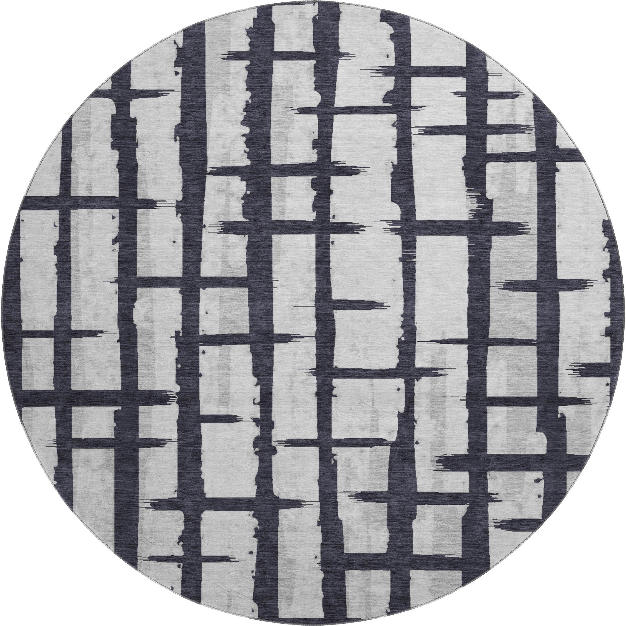 Siena Machine Washable Transitional Black Rug 8' x 8' #shape_Round