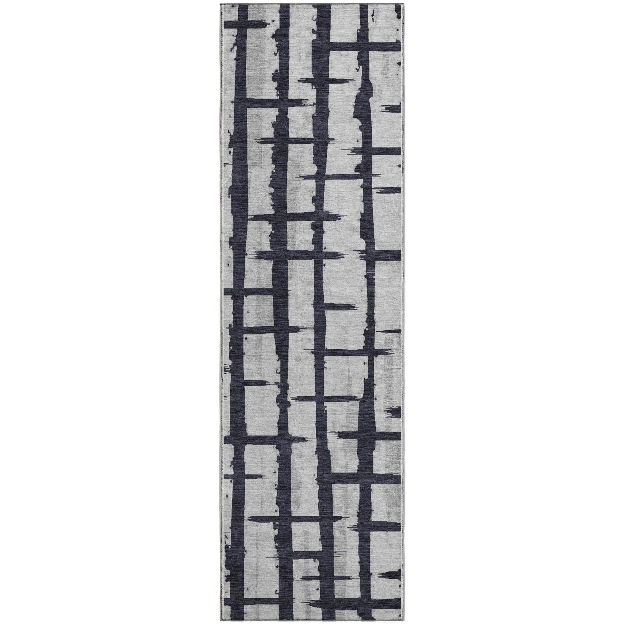 Siena Machine Washable Transitional Black Rug 2'3" x 7'6" #shape_Runner