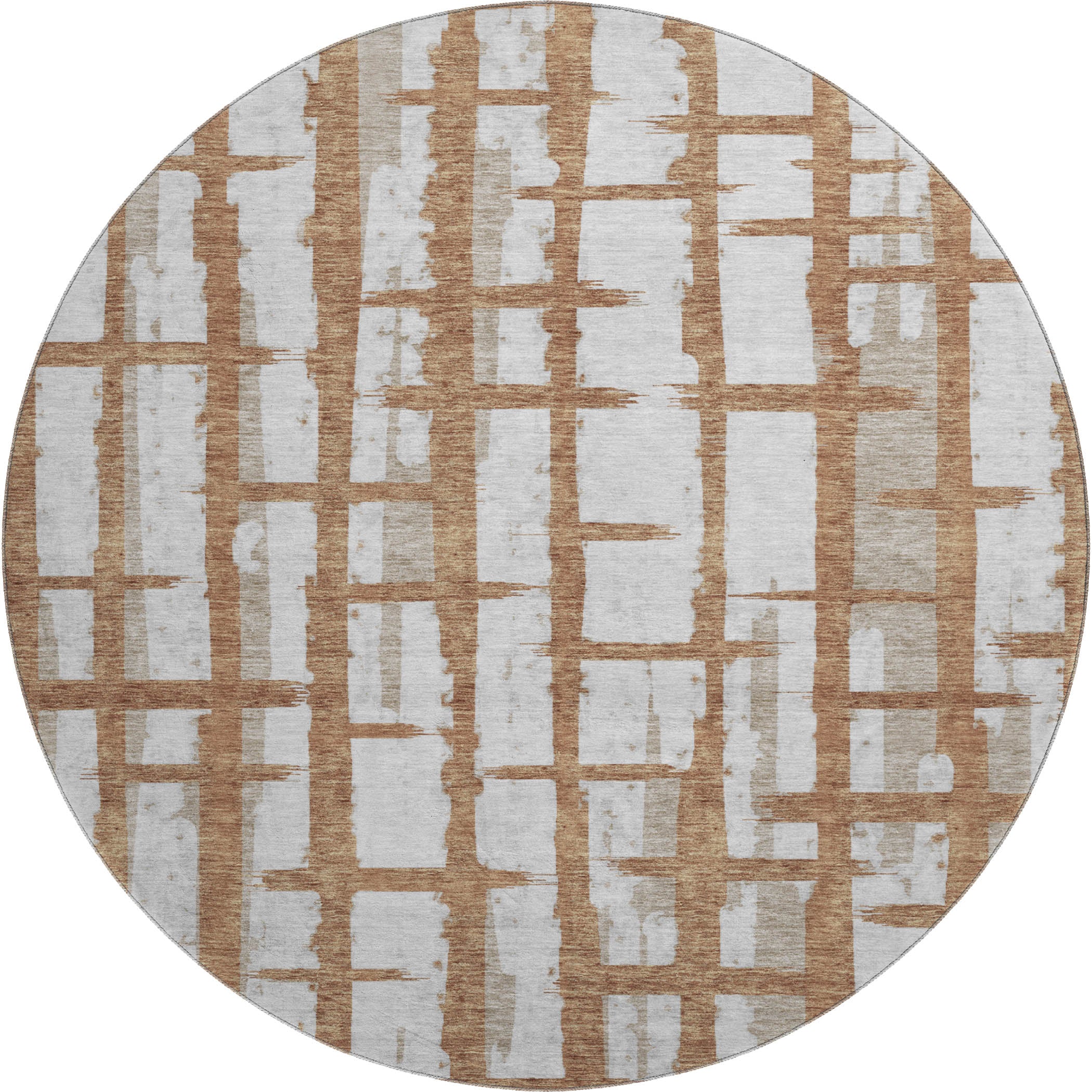 Siena Machine Washable Transitional Paprika Orange Rug 8' x 8' #shape_Round