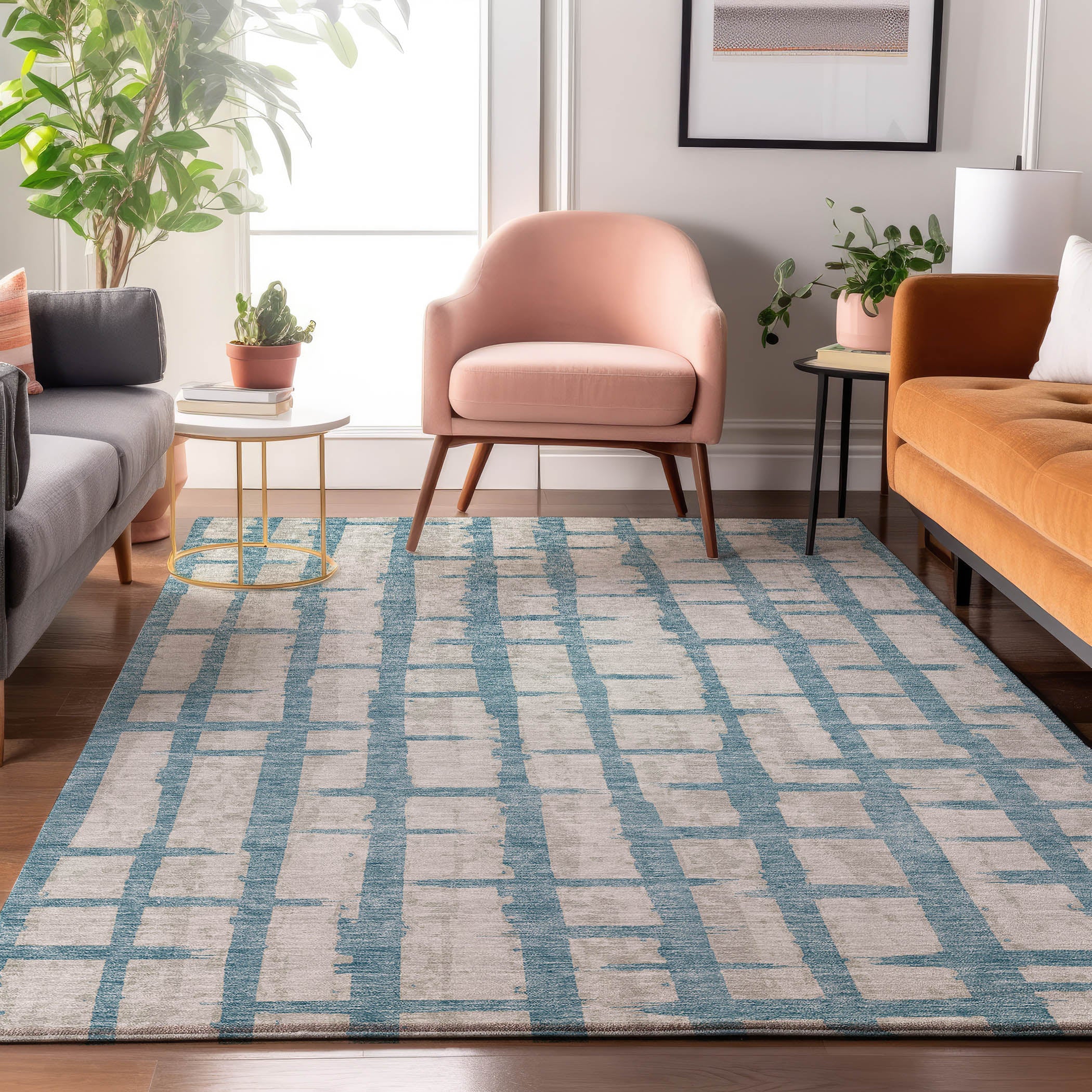Siena Machine Washable Transitional Sky Blue Rug 2'6" x 3'10" #shape_Rectangle