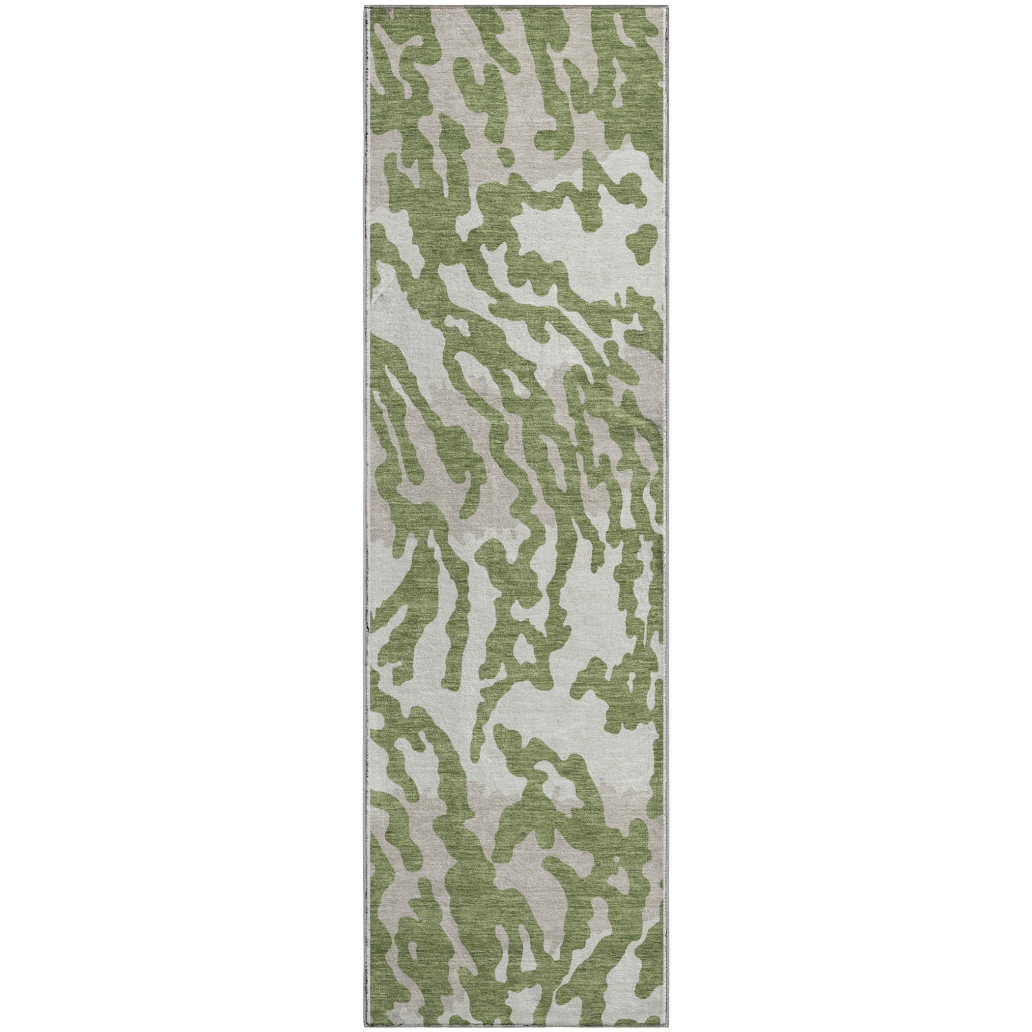 Baku Machine Washable Transitional Green Rug 2'3" x 7'6" #shape_Runner