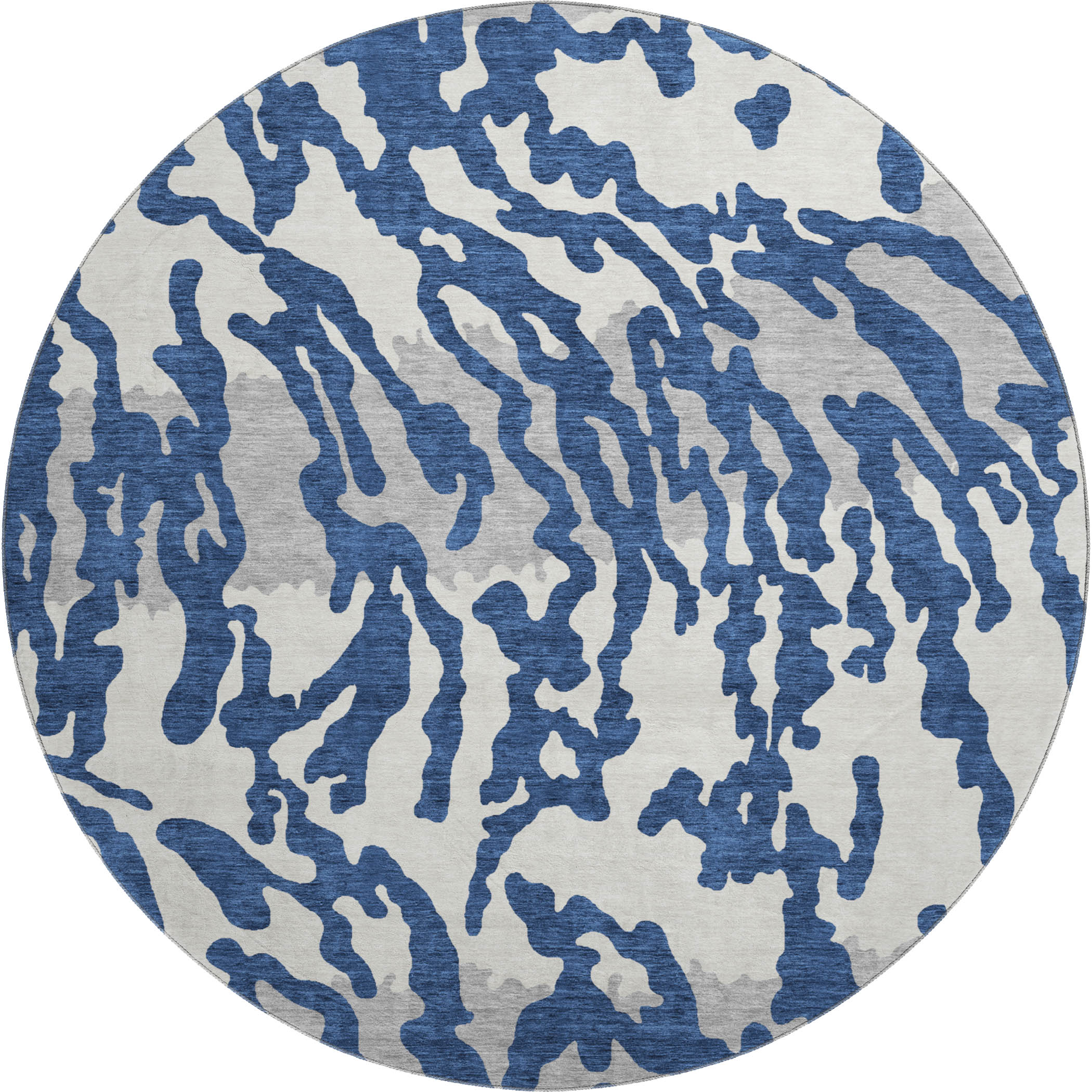 Baku Machine Washable Transitional Navy Blue Rug 8' x 8' #shape_Round