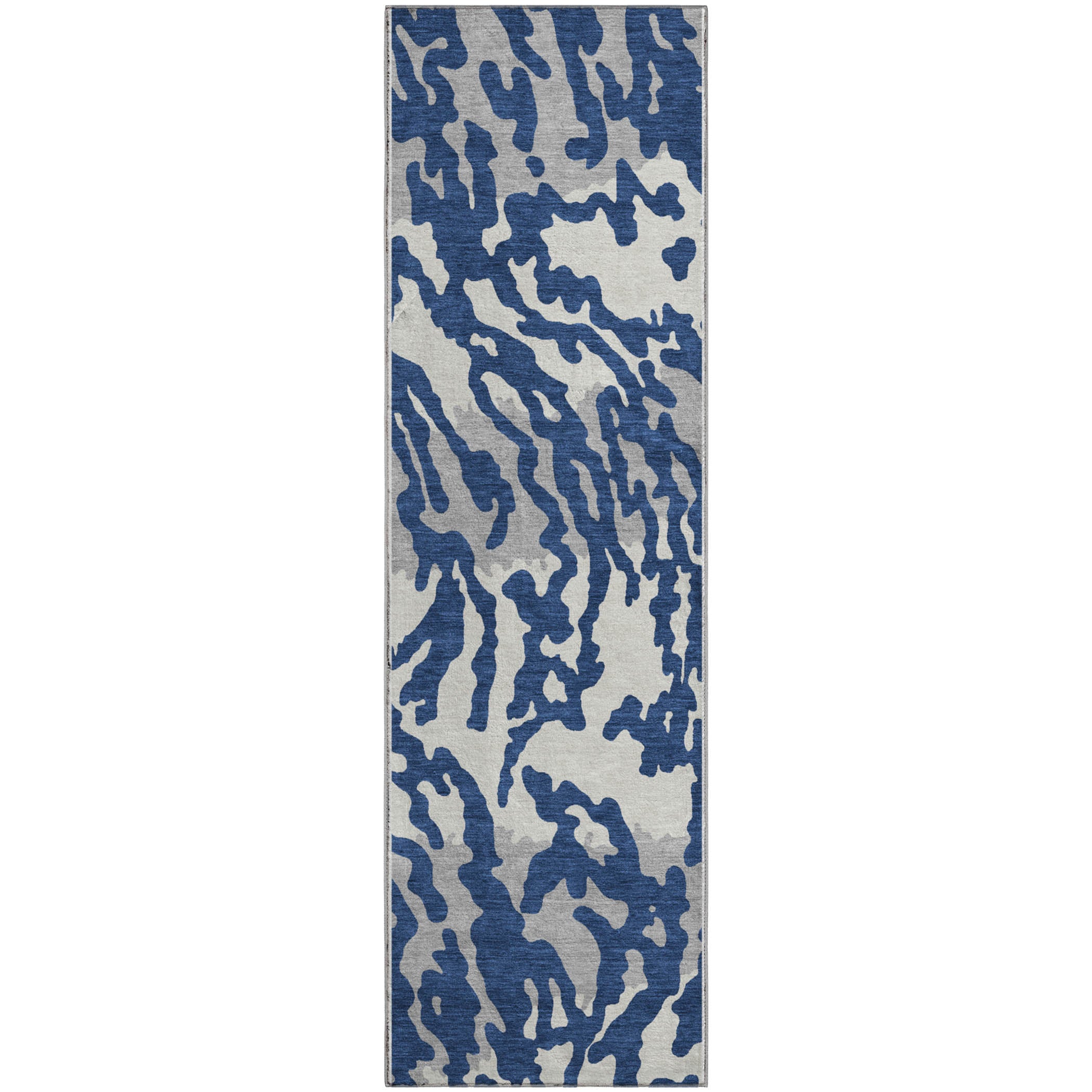 Baku Machine Washable Transitional Navy Blue Rug 2'3" x 7'6" #shape_Runner