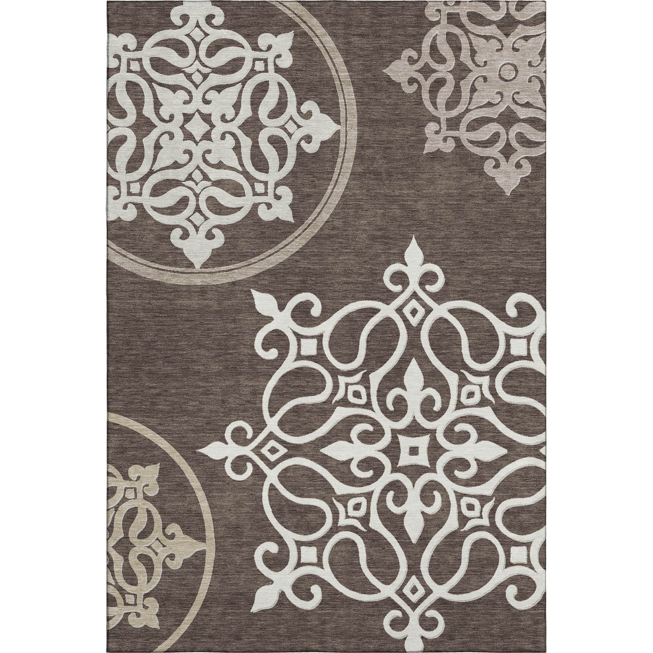 Kathmandu Machine Washable Transitional Chocolate Brown Rug 2'6" x 3'10" #shape_Rectangle