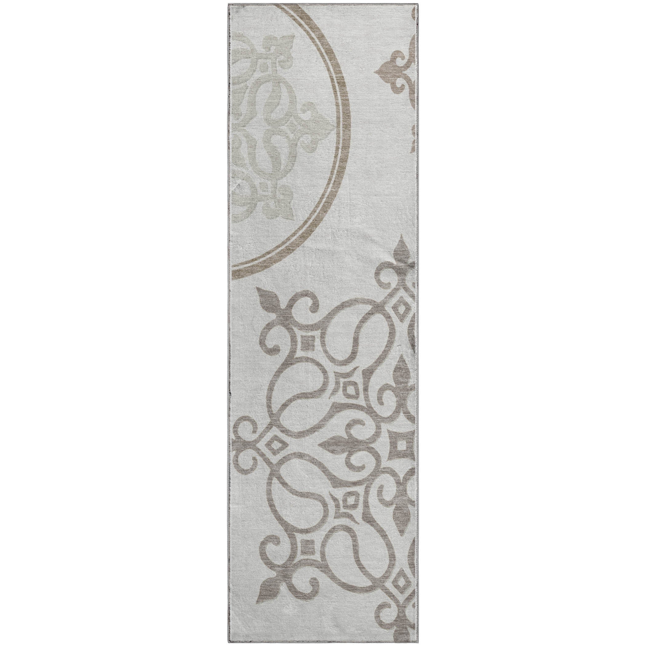 Kathmandu Machine Washable Transitional Ivory Rug 2'3" x 7'6" #shape_Runner