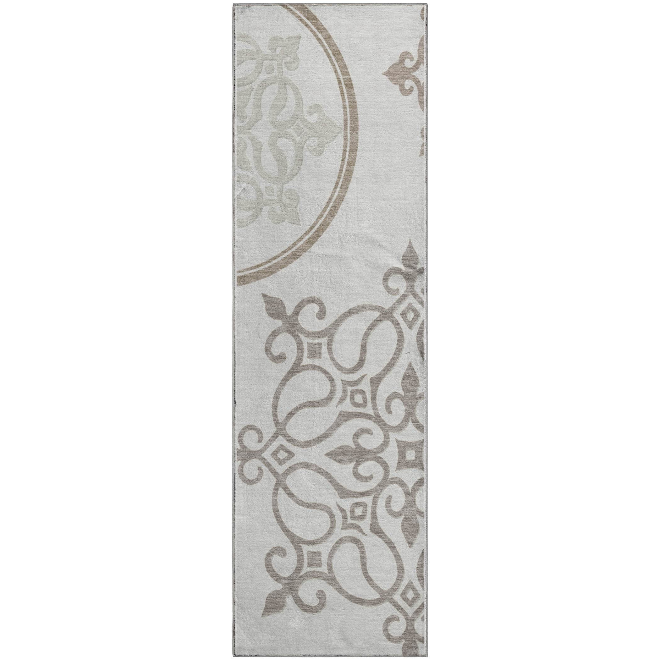 Kathmandu Machine Washable Transitional Ivory Rug 2'3" x 7'6" #shape_Runner