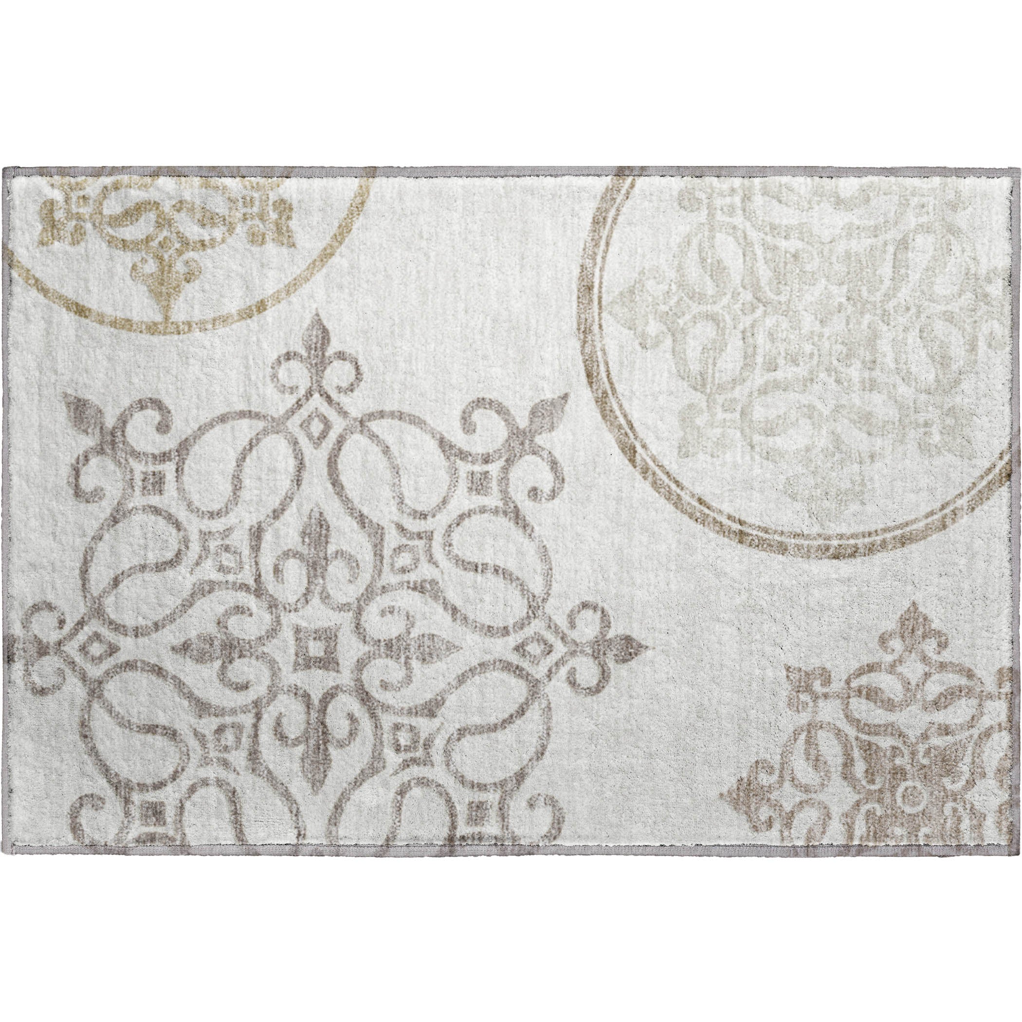 Kathmandu Machine Washable Transitional Ivory Rug 1'8" x 2'6" #shape_Rectangle