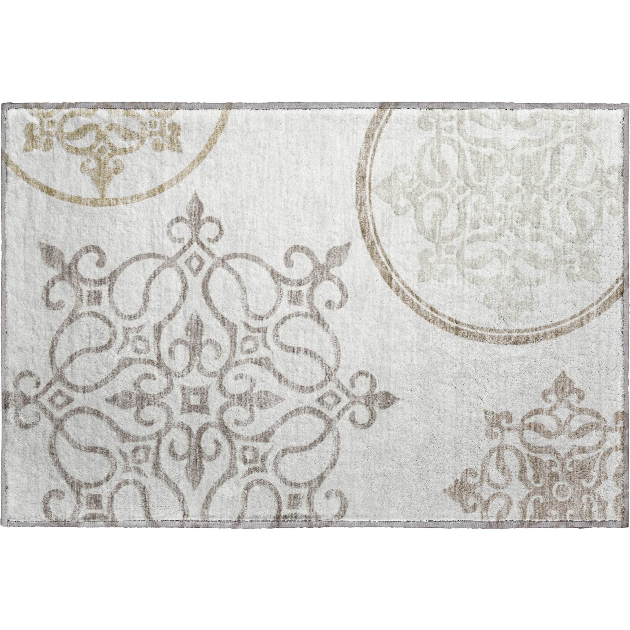 Kathmandu Machine Washable Transitional Ivory Rug 1'8" x 2'6" #shape_Rectangle