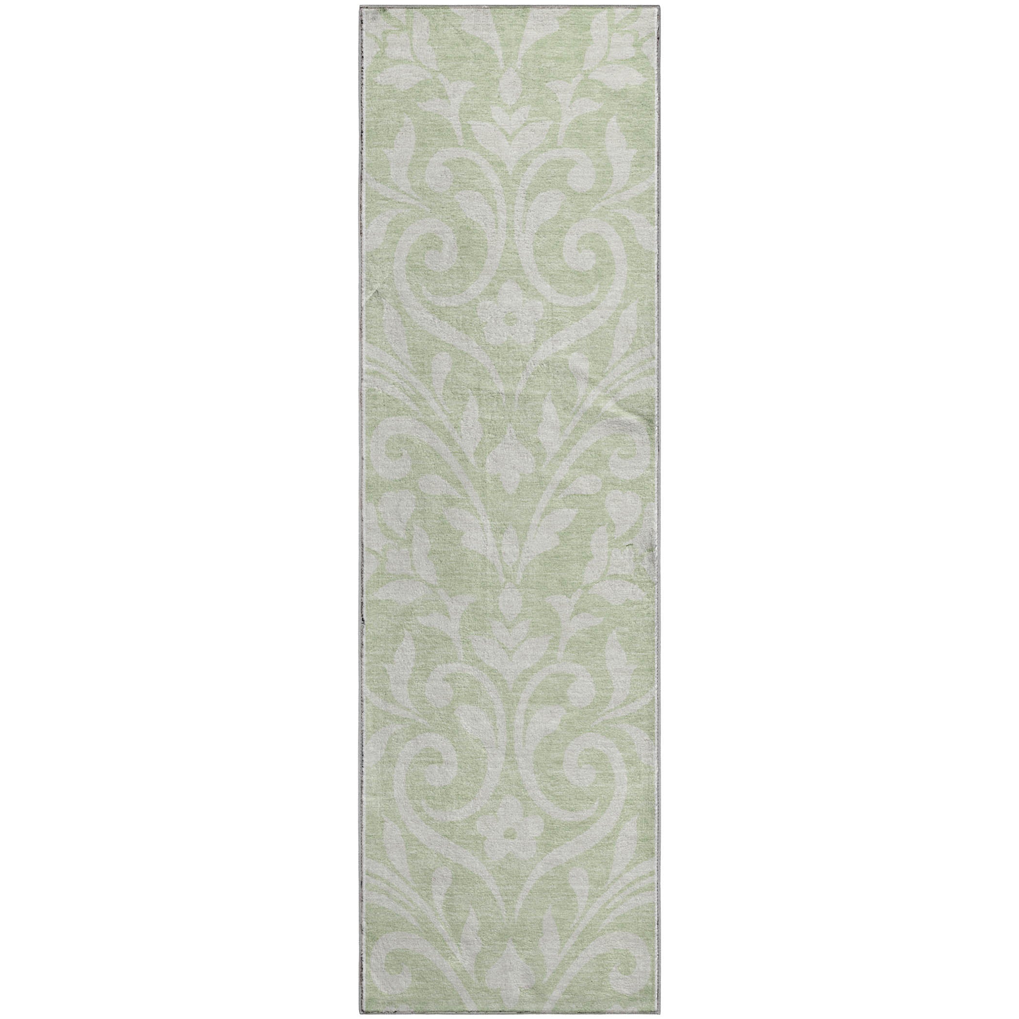 Montevideo Machine Washable Transitional Aloe Green Rug 2'3" x 7'6" #shape_Runner