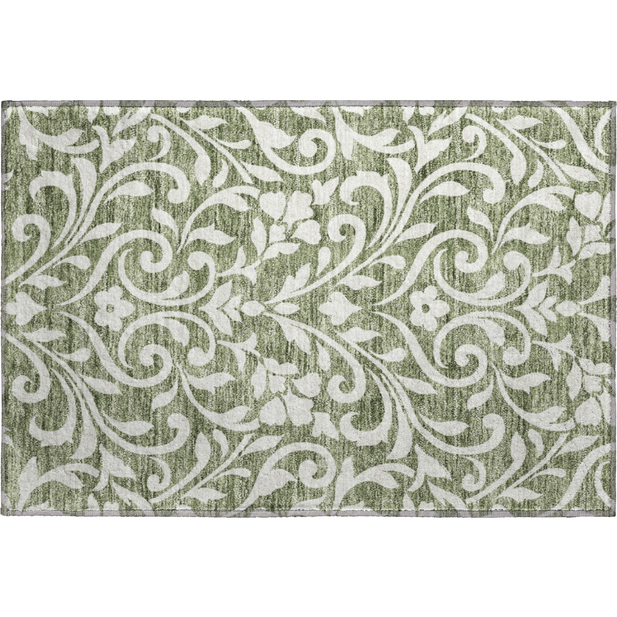 Montevideo Machine Washable Transitional Fern Green Rug 1'8" x 2'6" #shape_Rectangle