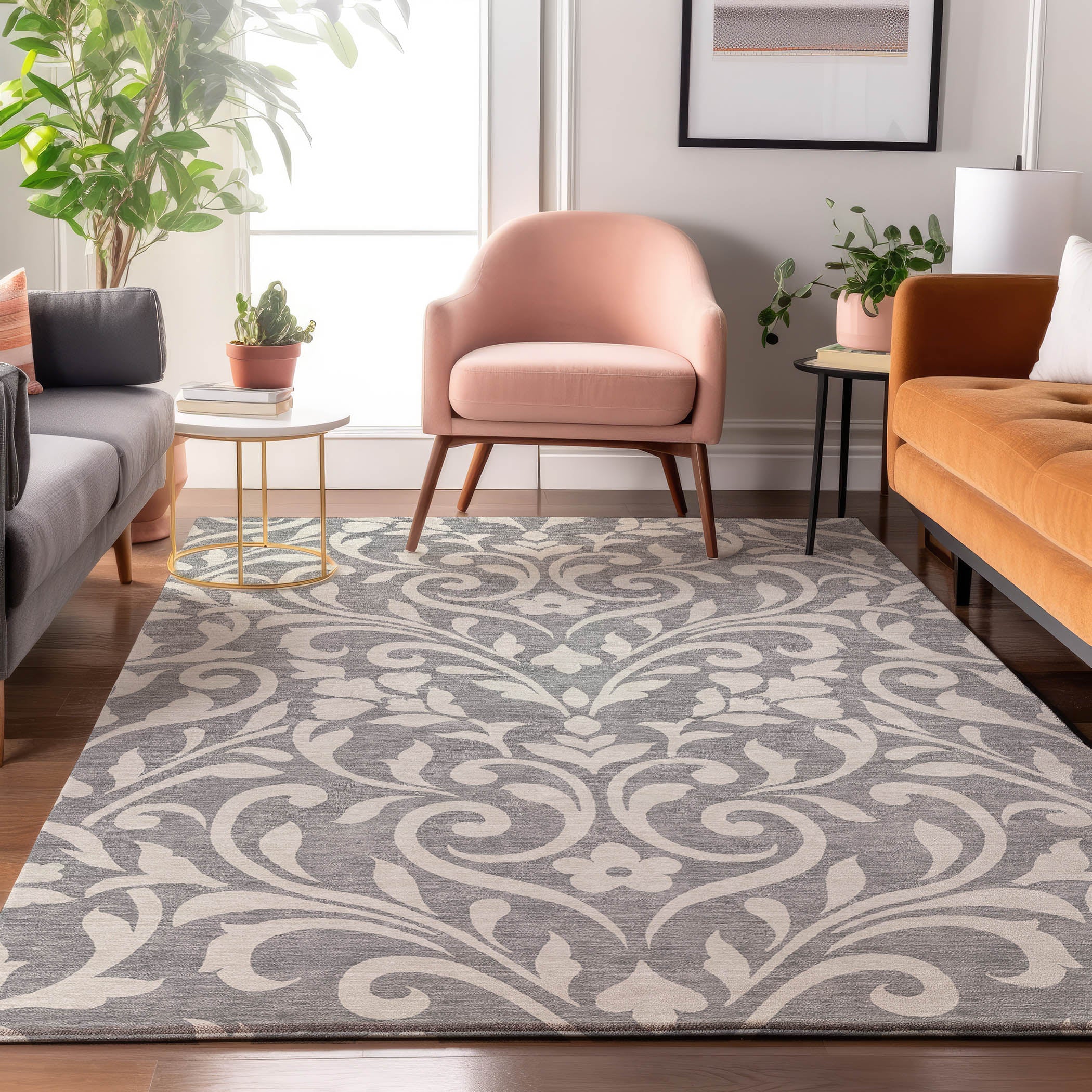 Montevideo Machine Washable Transitional Gray Rug 2'6" x 3'10" #shape_Rectangle